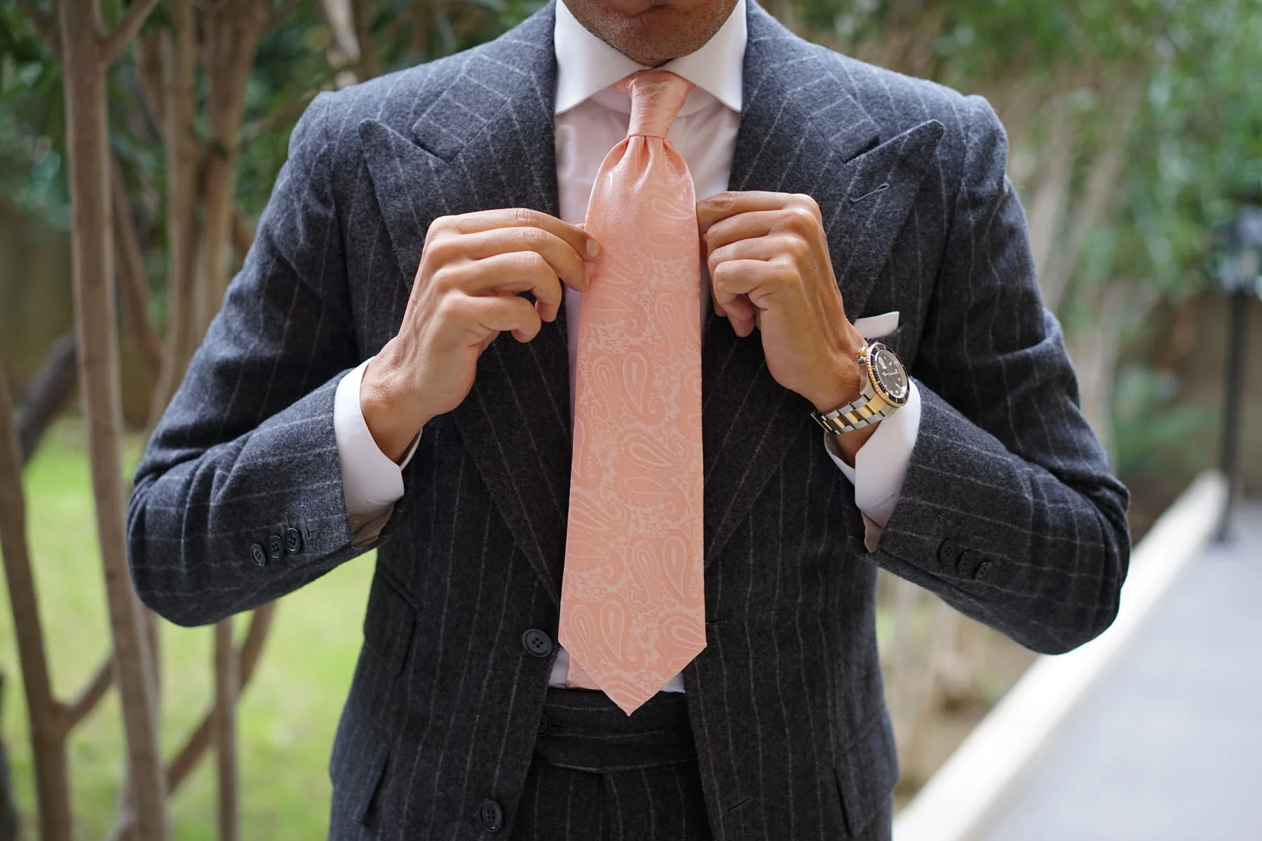 Peach Paisley Necktie - Image 7