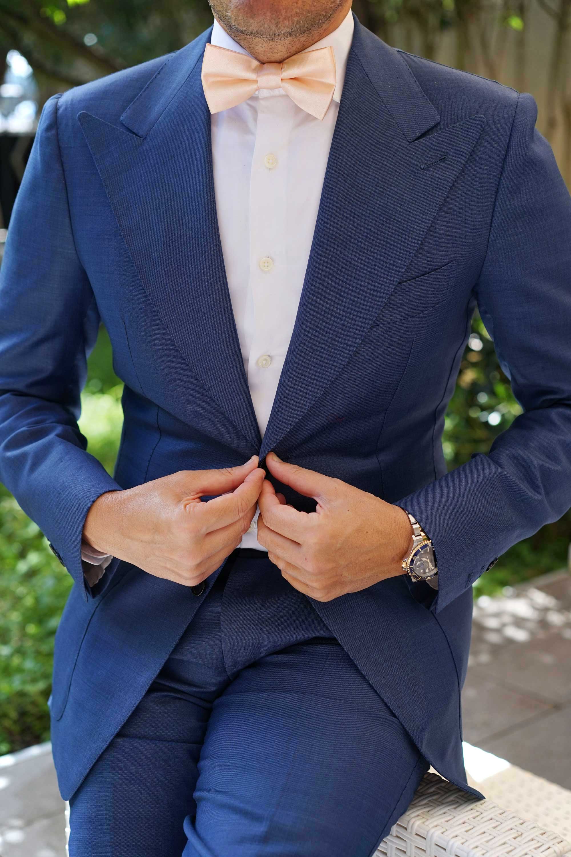 Peach Satin Bow Tie - Image 4