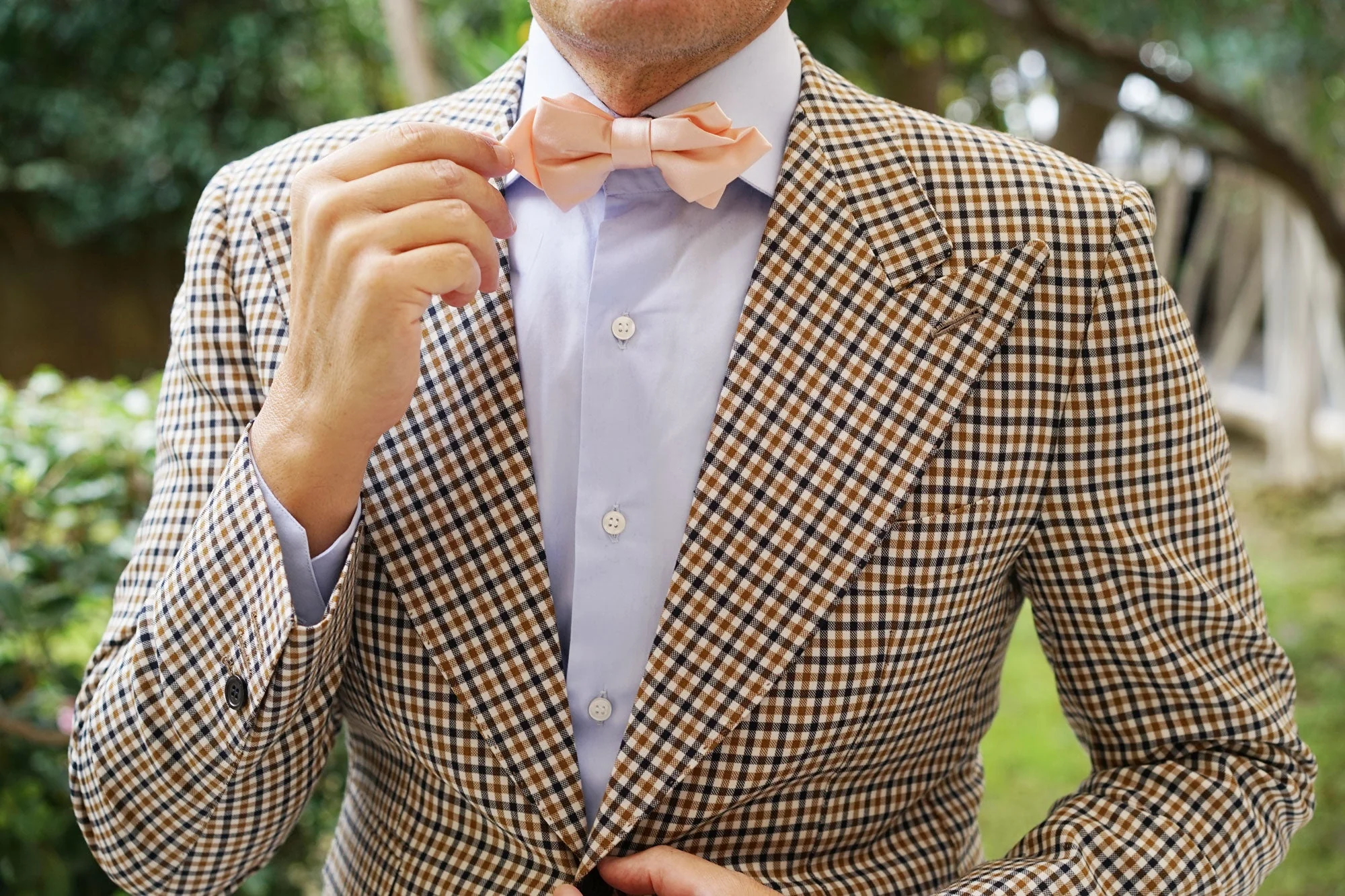 Peach Satin Diamond Bow Tie - Image 5