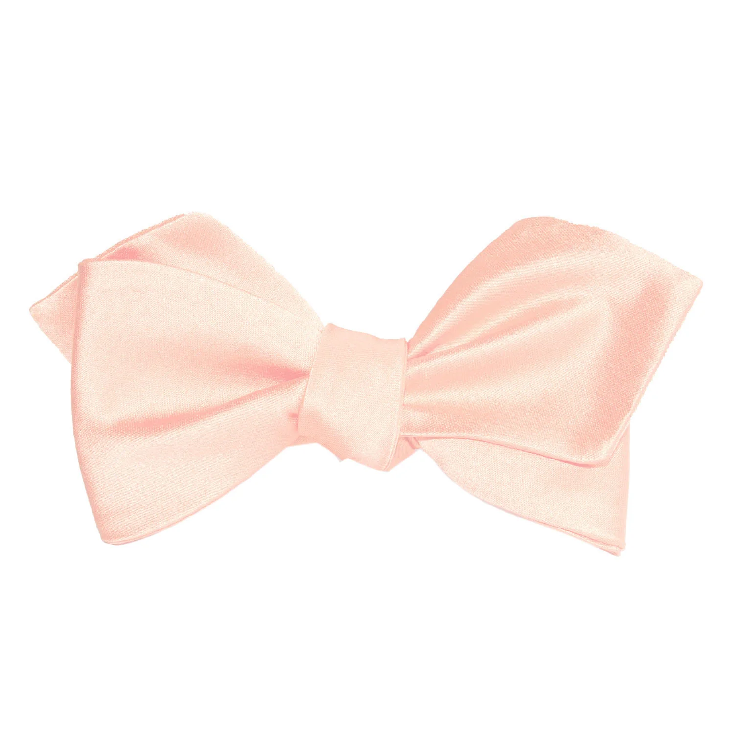 Peach Satin Self Tie Diamond Tip Bow Tie - Image 2