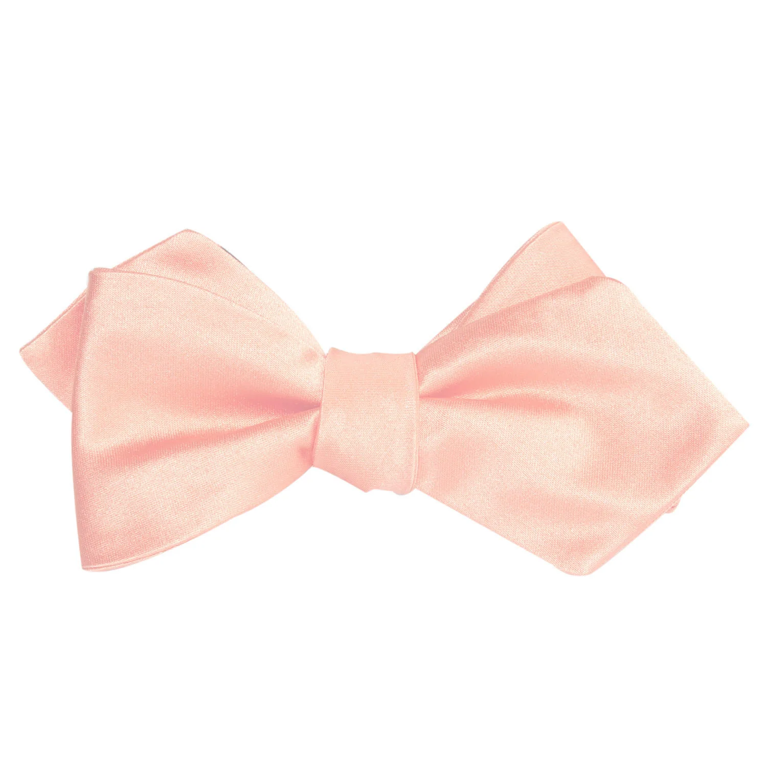 Peach Satin Self Tie Diamond Tip Bow Tie - Image 3
