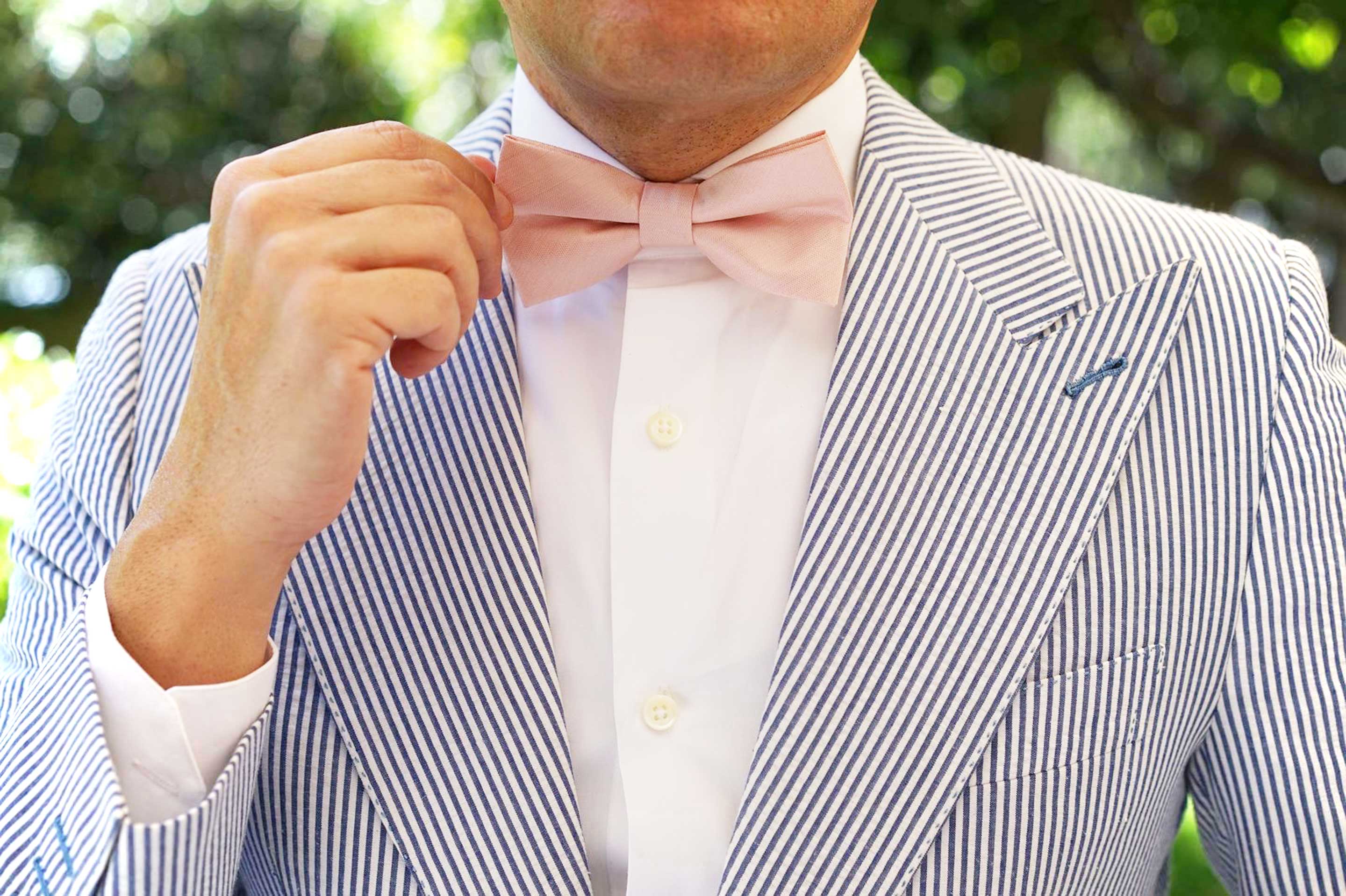 Peach Slub Bow Tie - Image 5