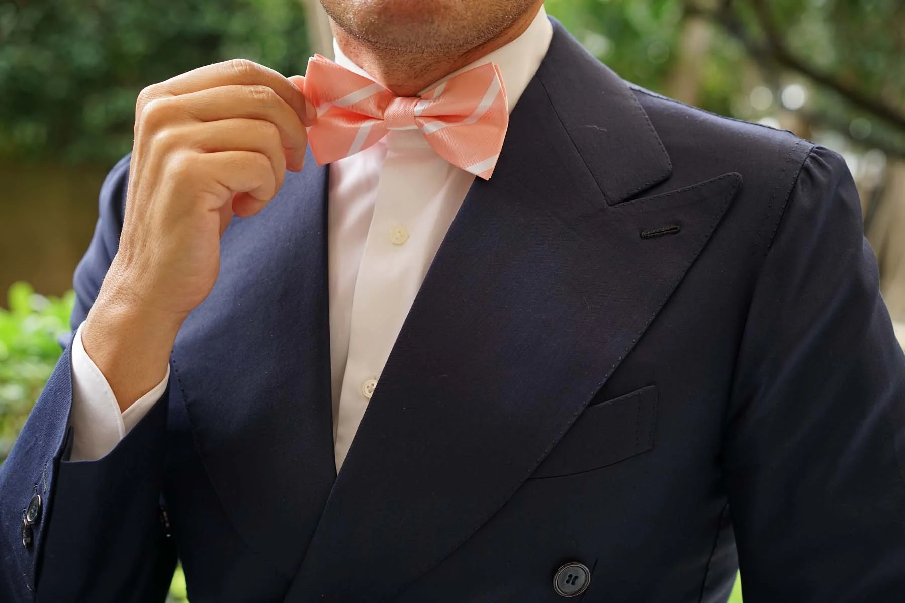 Peach Striped Bow Tie - Image 5
