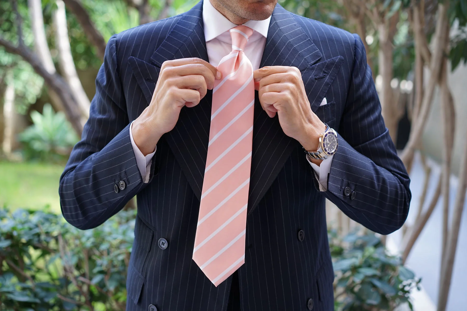 Peach Striped Necktie - Image 12