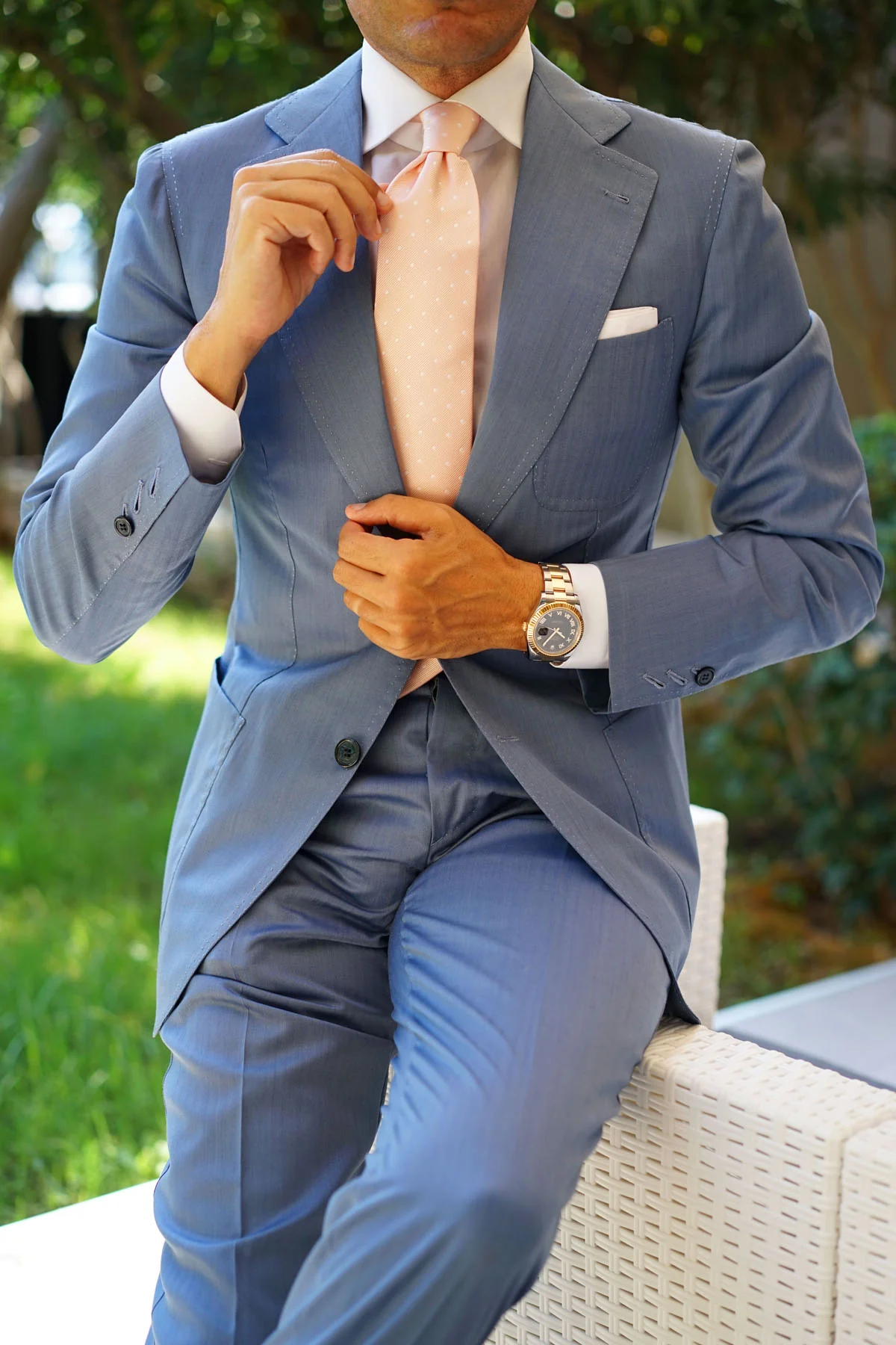 Peach with White Polka Dots Necktie - Image 11