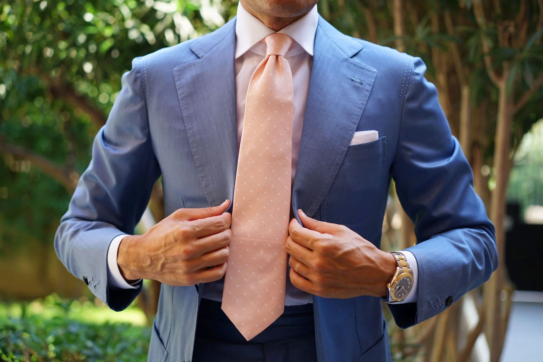 Peach with White Polka Dots Necktie - Image 14