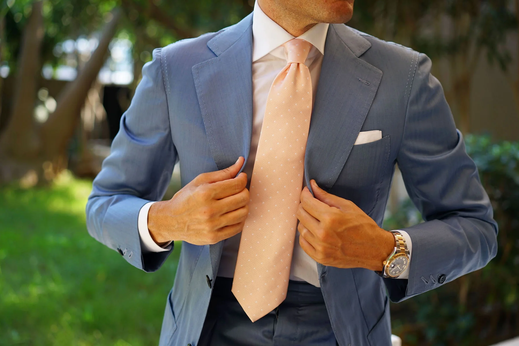 Peach with White Polka Dots Necktie - Image 19