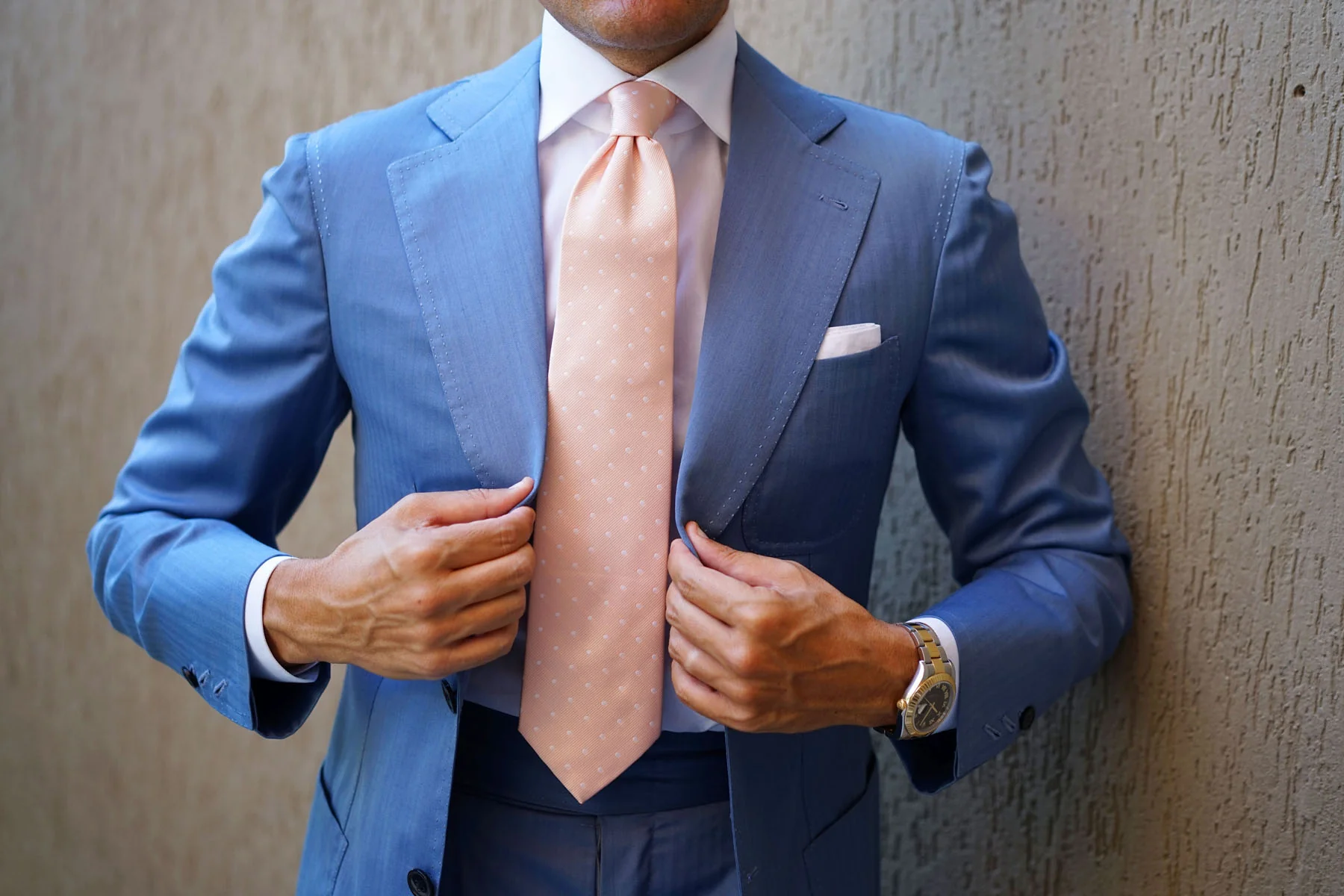 Peach with White Polka Dots Necktie - Image 5