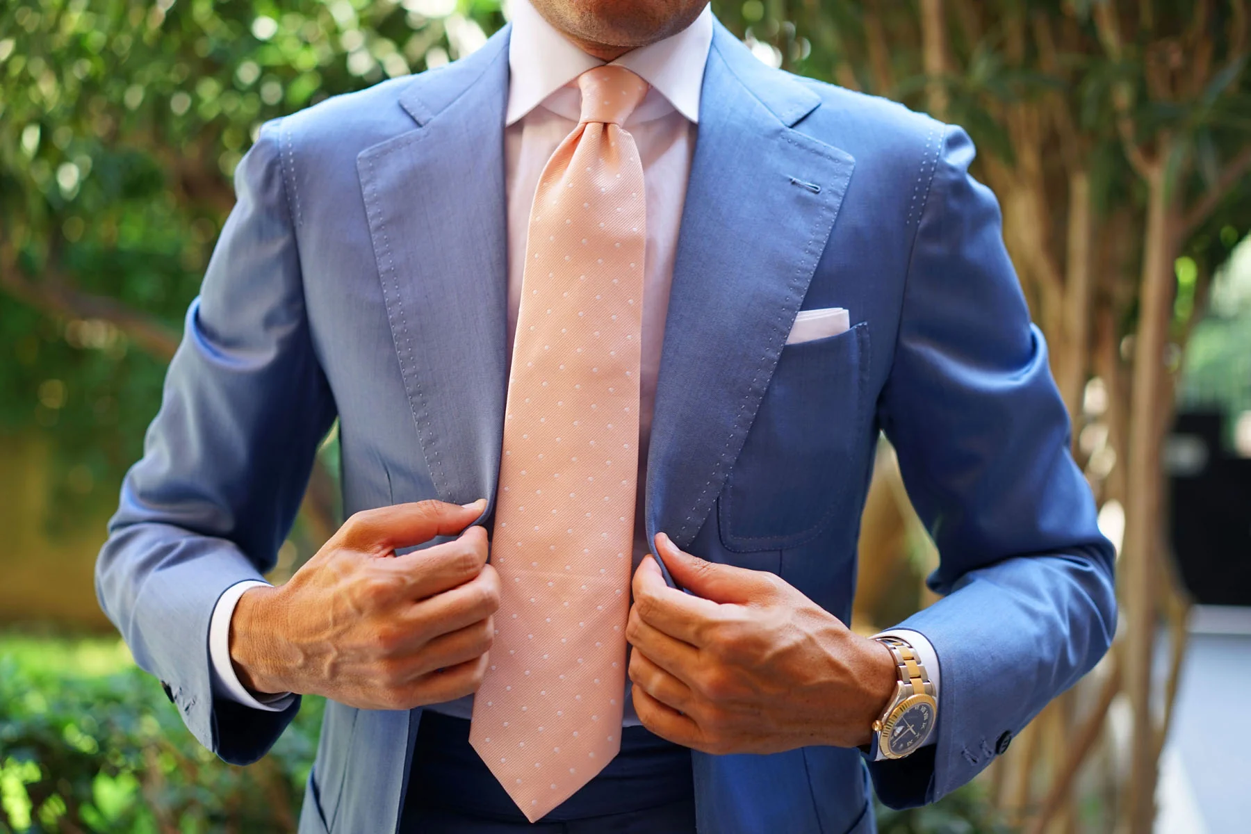 Peach with White Polka Dots Necktie - Image 7