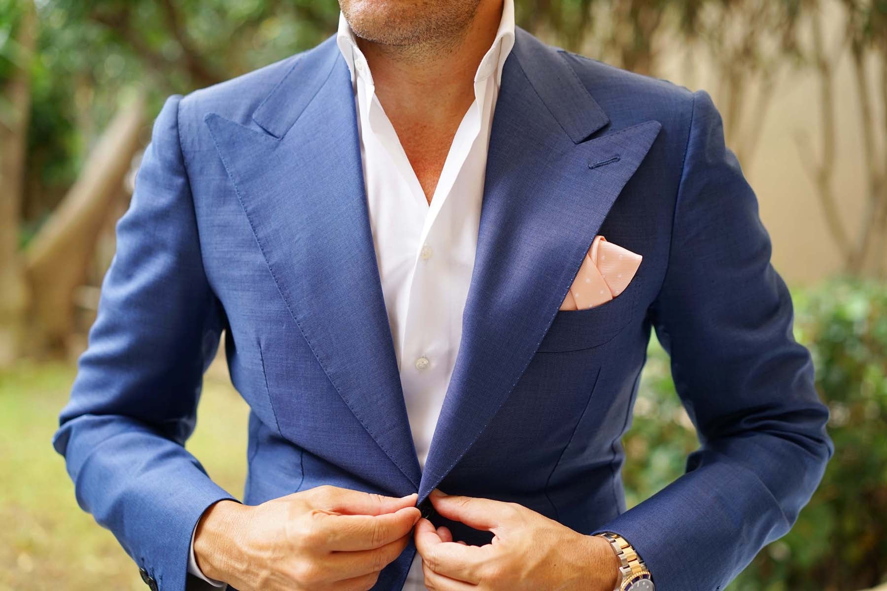 Peach with White Polka Dots Pocket Square - Image 5