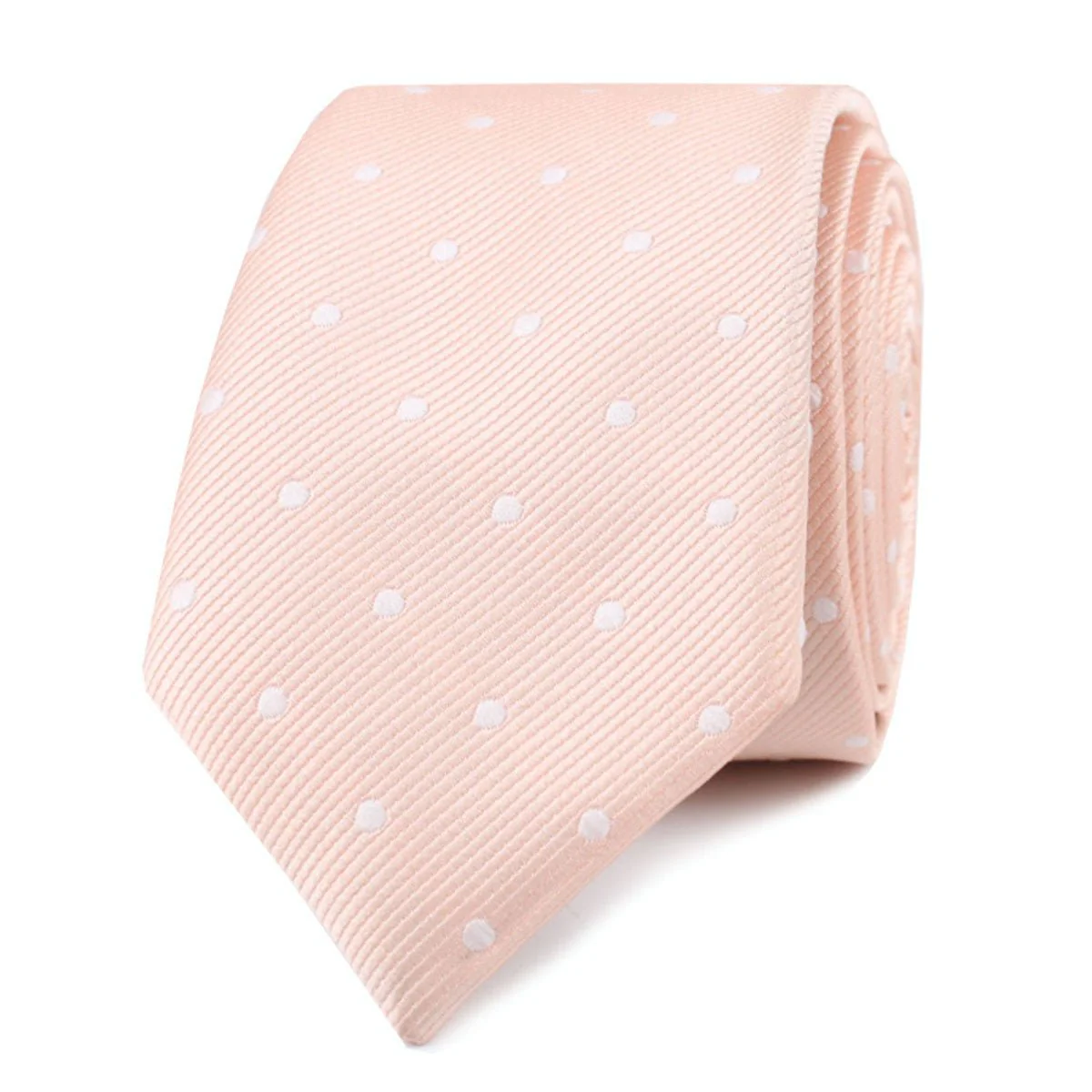 Peach with White Polka Dots Skinny Tie - Image 2