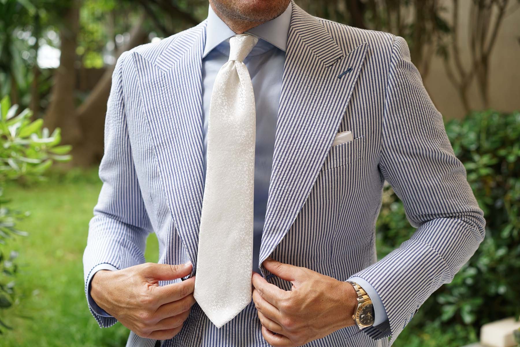 Pearl White Paris Floral Necktie - Image 4