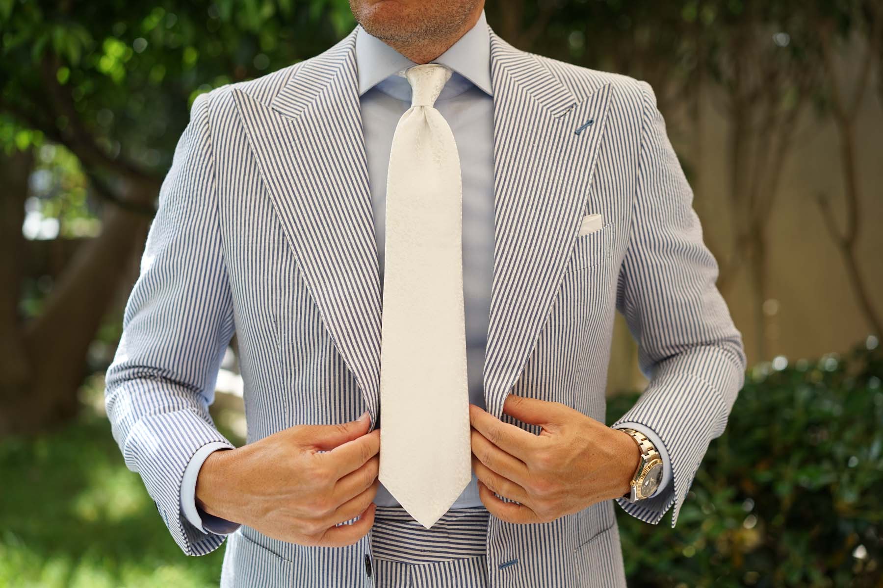 Pearl White Paris Floral Necktie - Image 6