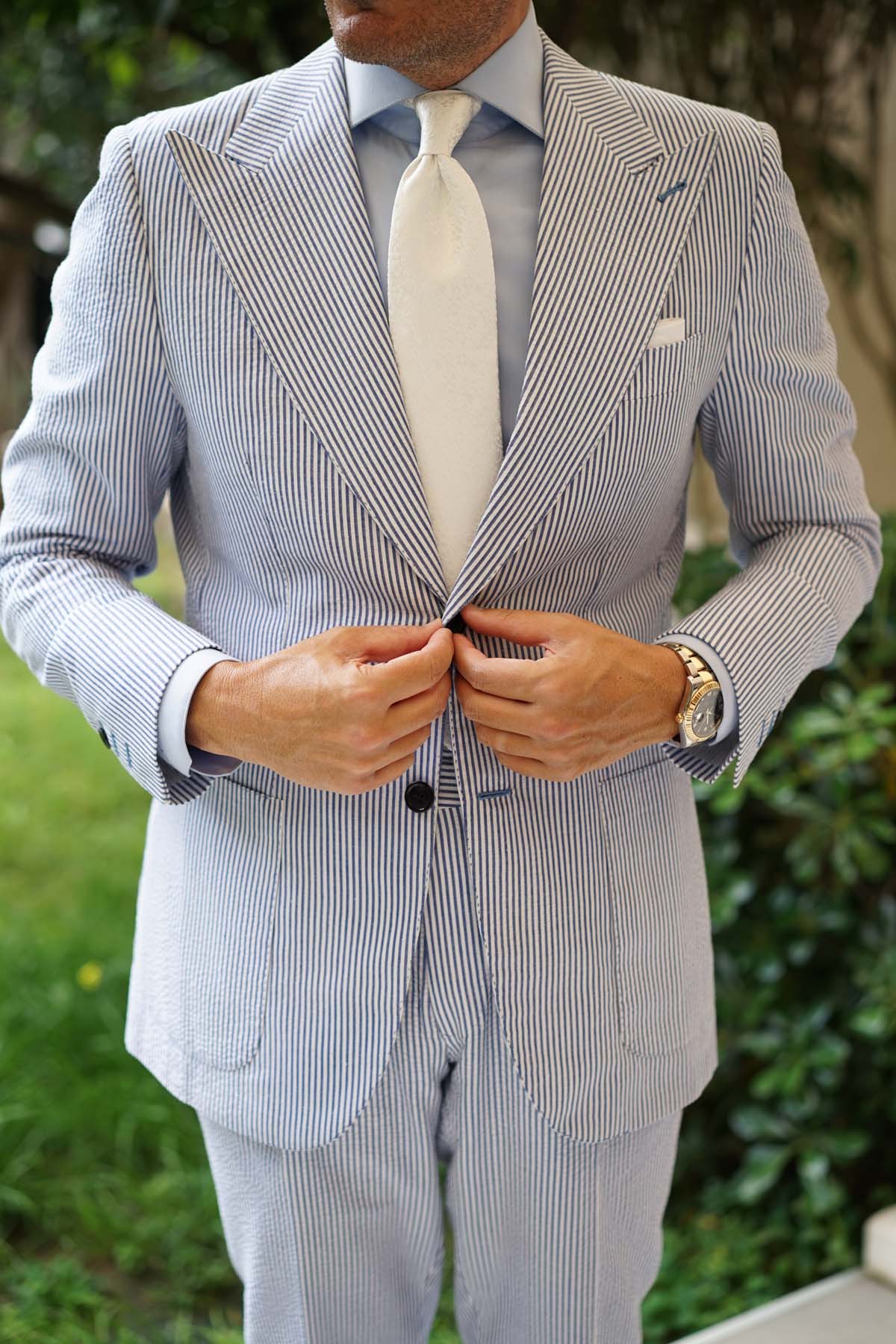 Pearl White Paris Floral Necktie - Image 7
