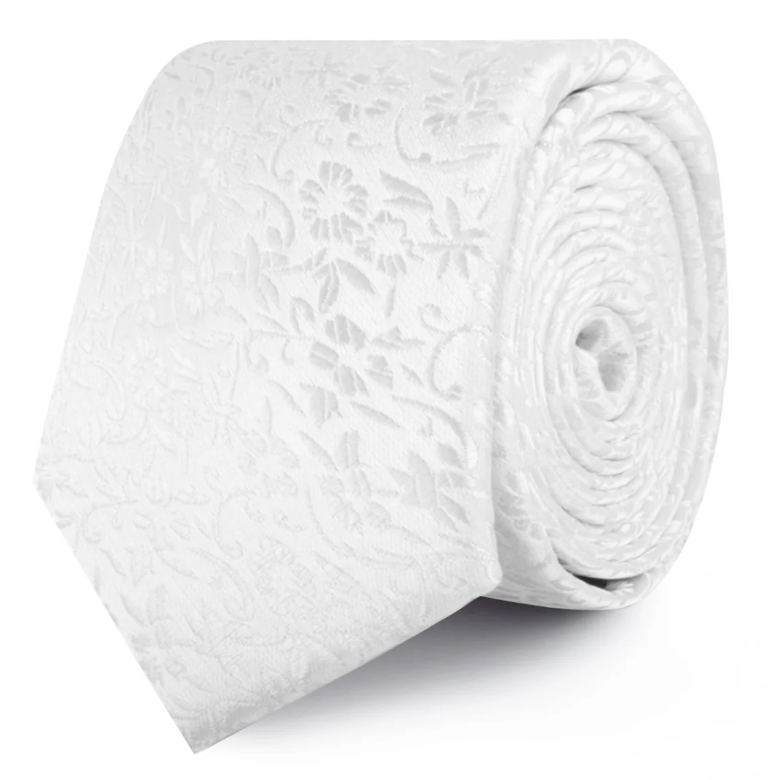 Pearl White Paris Floral Skinny Tie - Image 2