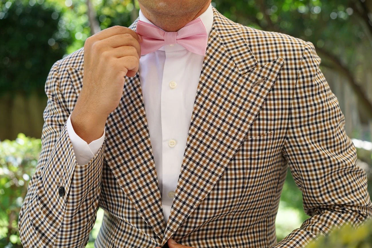 Peony Pink Basket Weave Bow Tie - Image 3