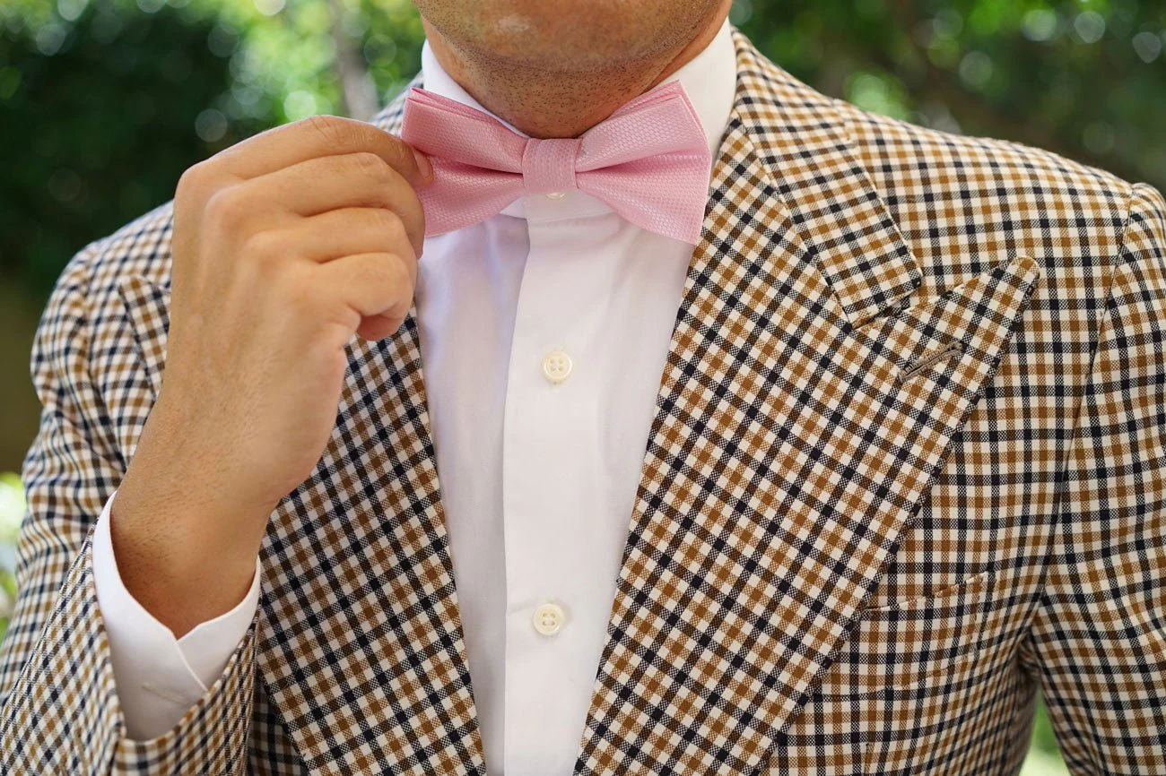 Peony Pink Basket Weave Bow Tie - Image 5