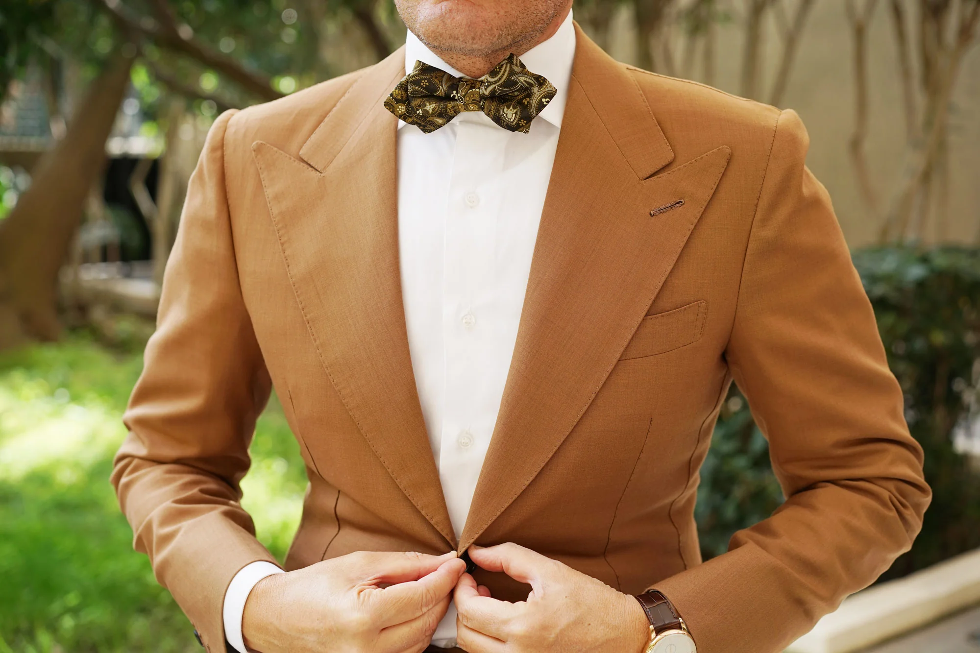 Persian Paisley Brown Diamond Bow Tie - Image 3