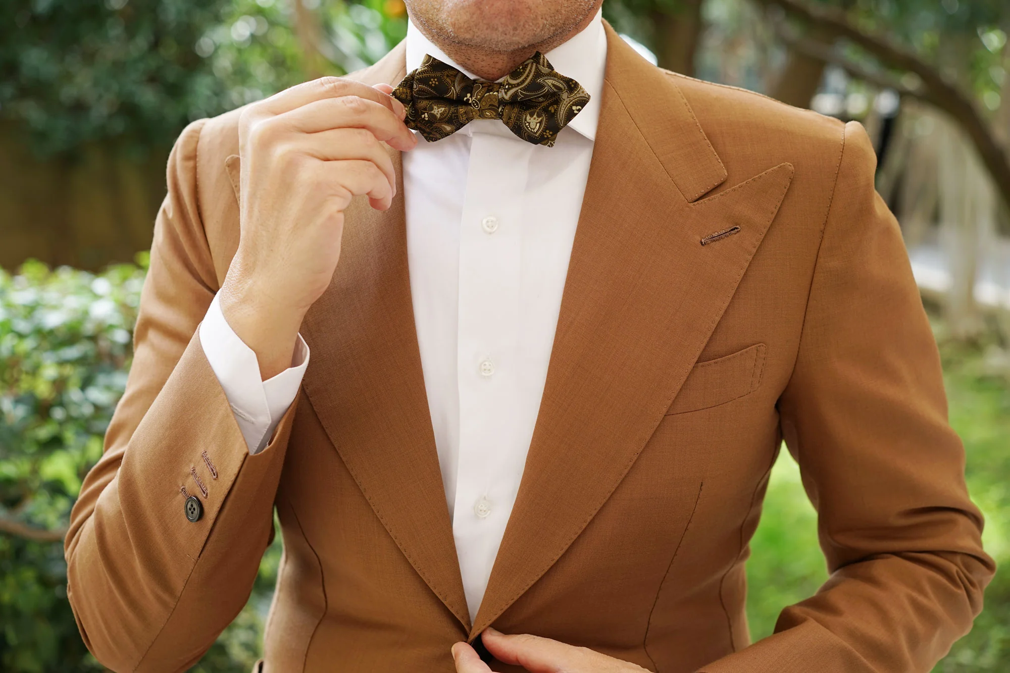 Persian Paisley Brown Diamond Bow Tie - Image 5