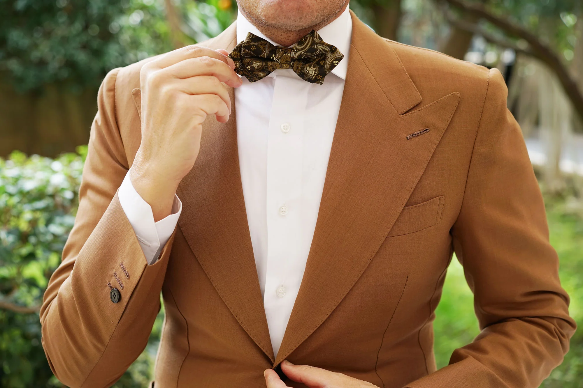 Persian Paisley Brown Diamond Bow Tie - Image 6