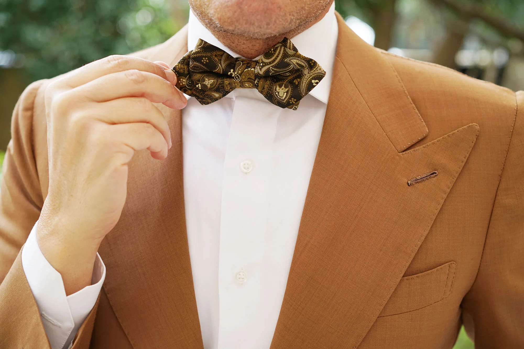 Persian Paisley Brown Diamond Bow Tie - Image 7