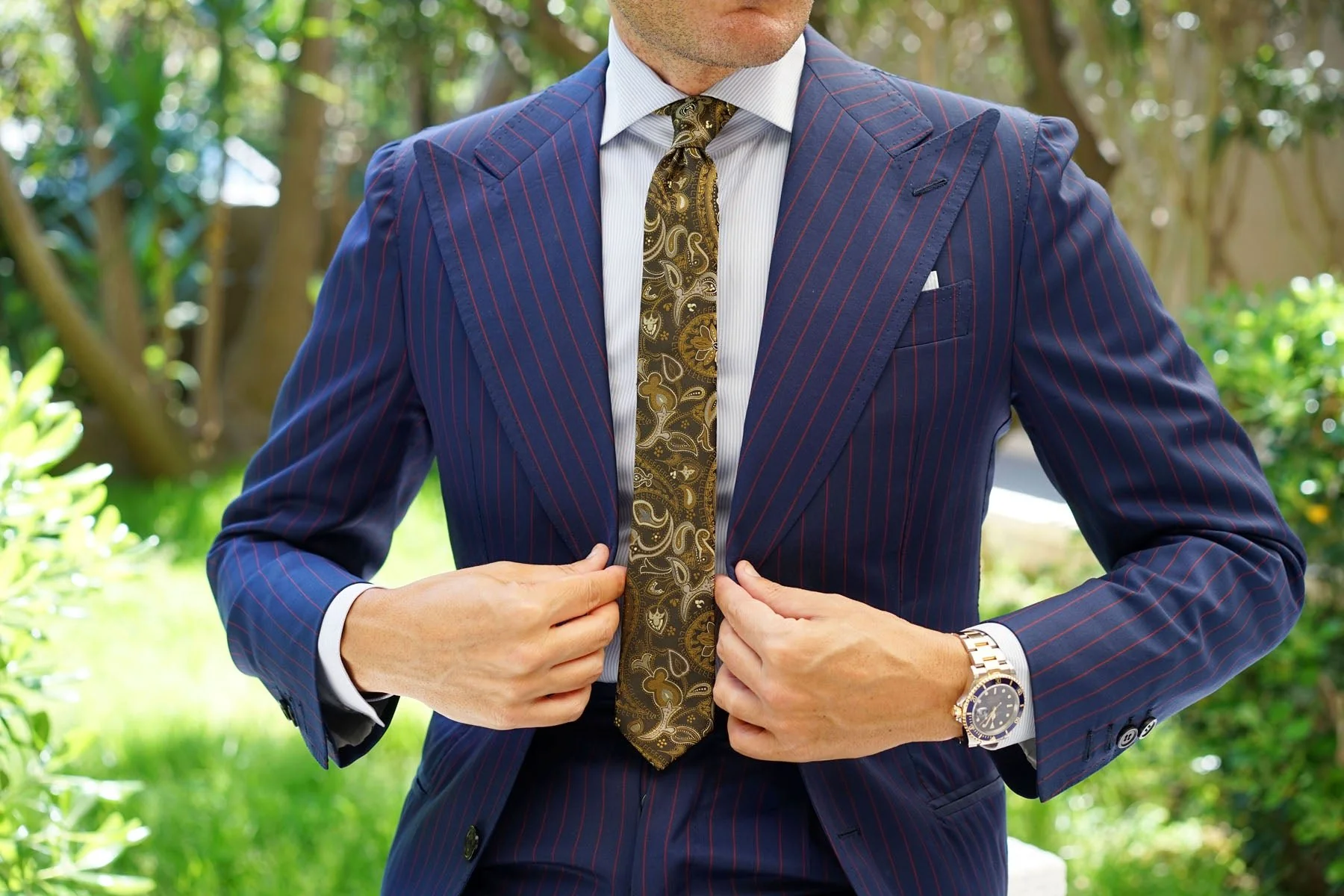 Persian Paisley Brown Skinny Tie - Image 4