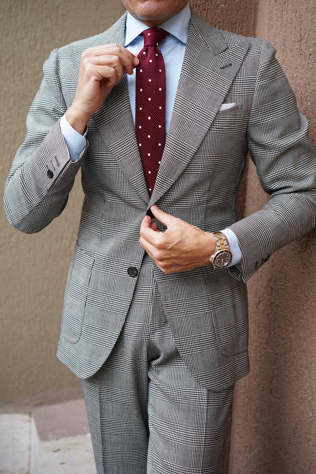 Pesci Mahogany Polkadot Knitted Tie - Image 12