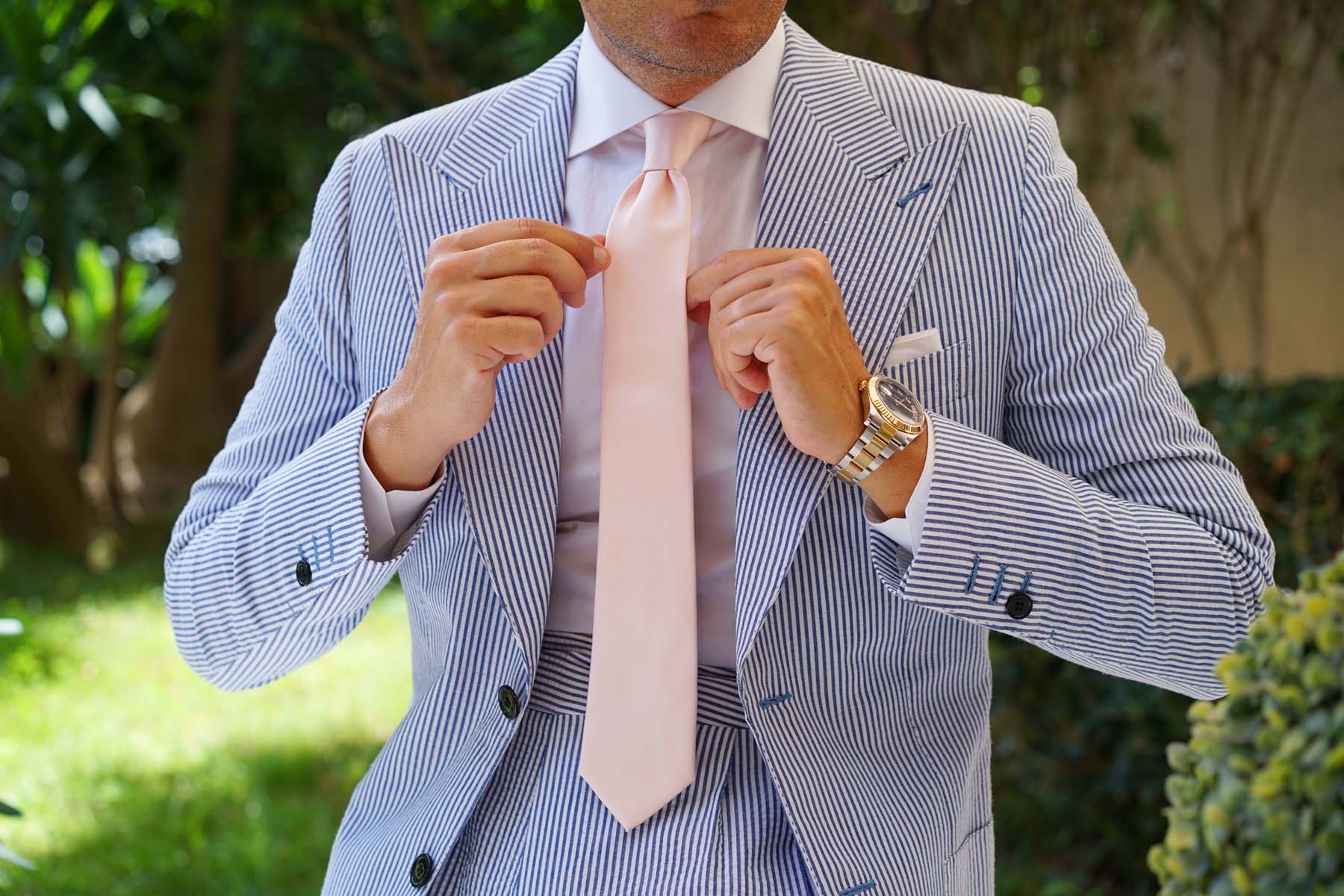 Petal Pink Twill Skinny Tie - Image 10