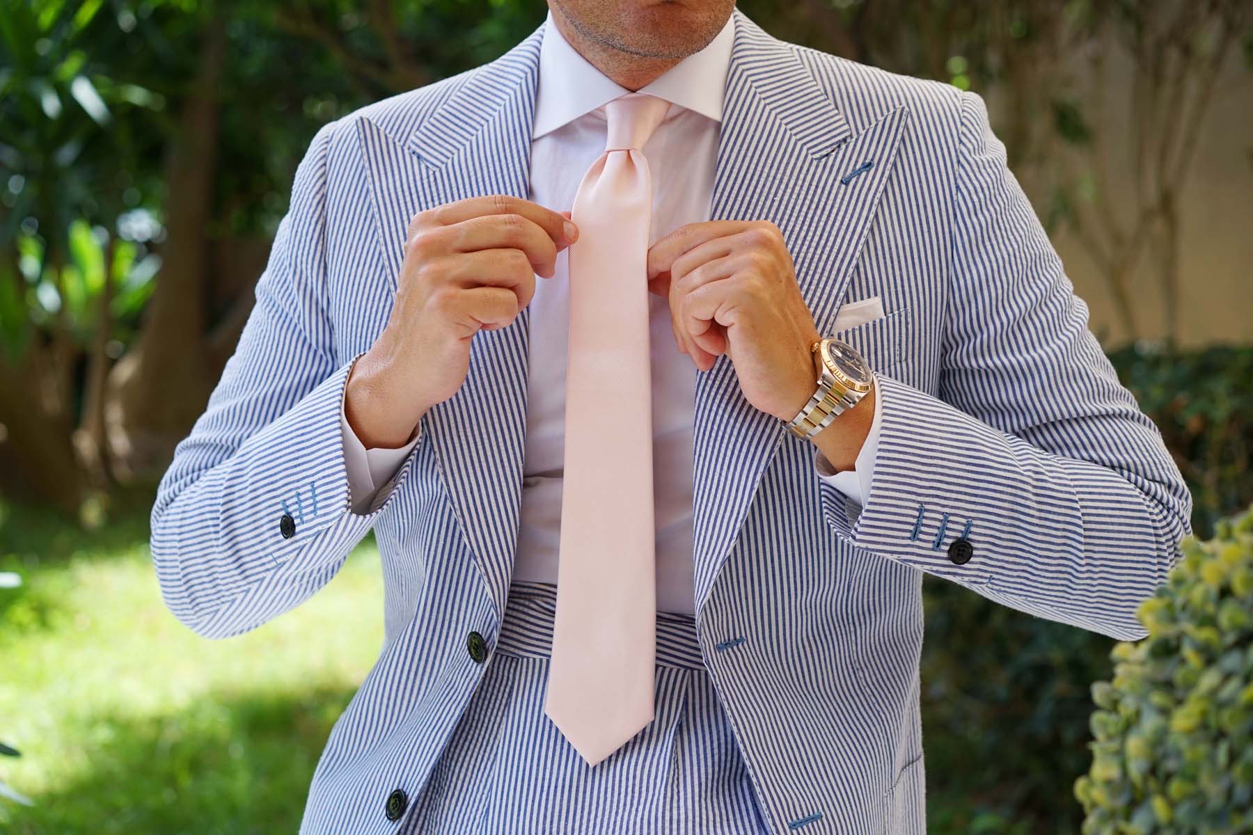 Petal Pink Twill Skinny Tie - Image 6