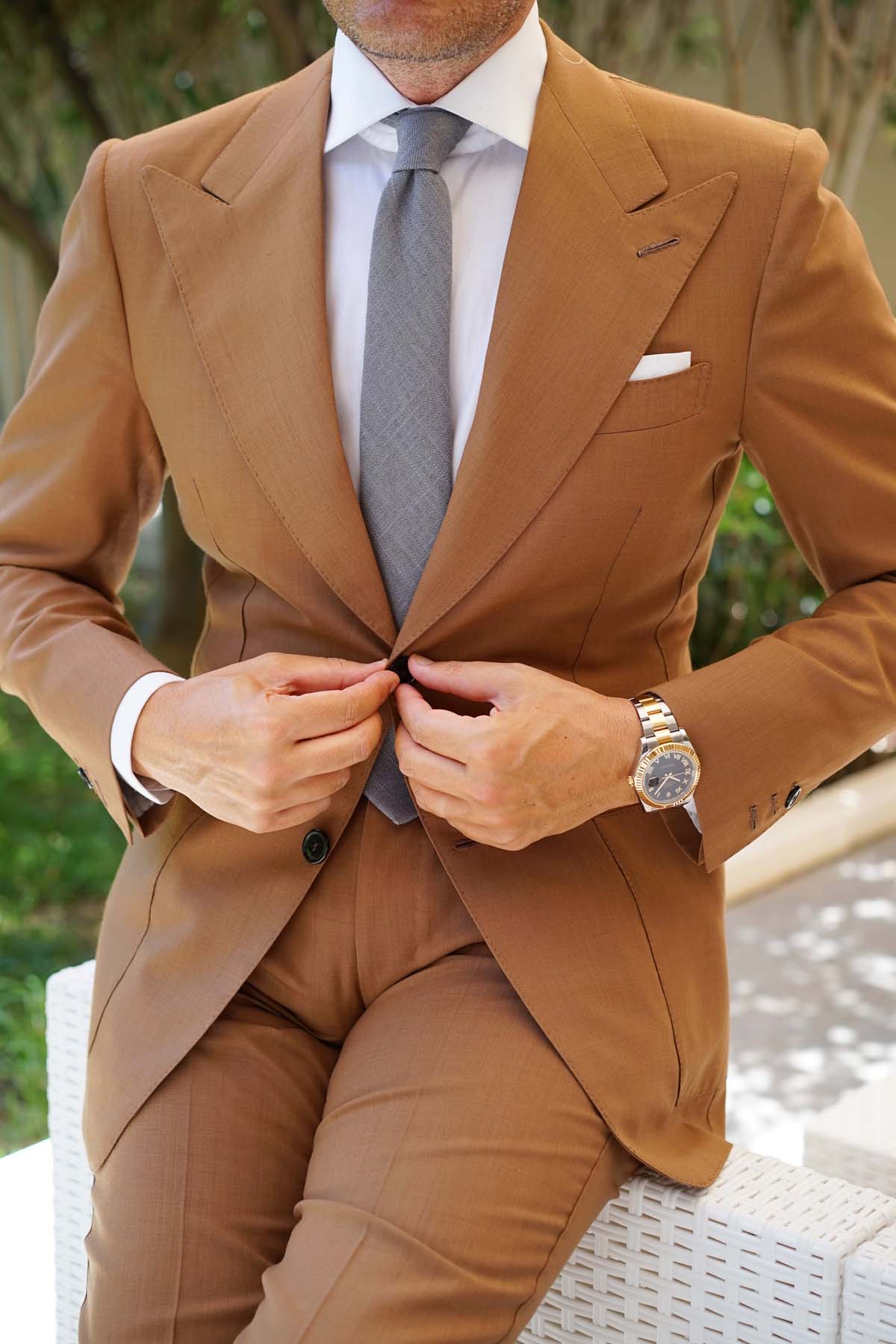 Pewter Grey Linen Skinny Tie - Image 7