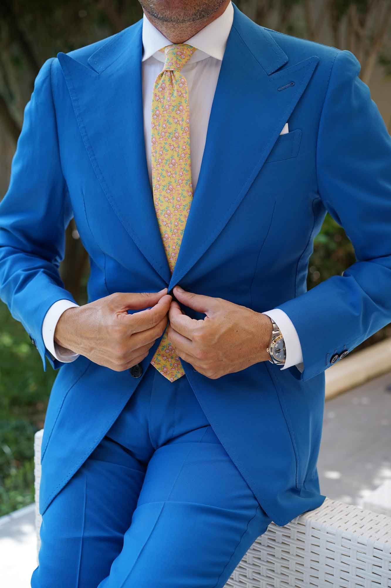 Phi Phi Yellow Floral Skinny Tie - Image 7