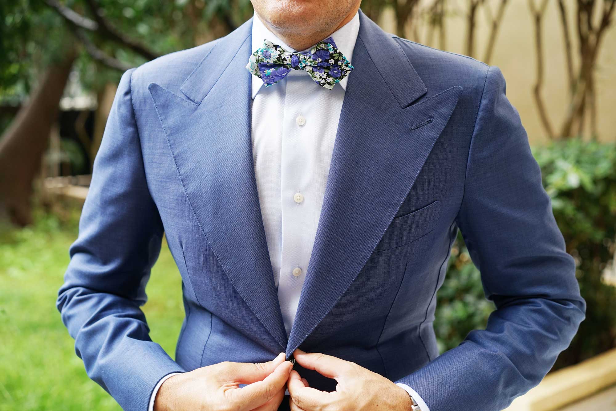 Pianosa Purple Floral Diamond Bow Tie - Image 5