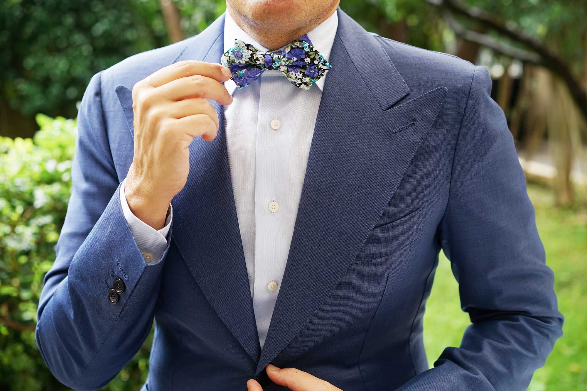 Pianosa Purple Floral Diamond Bow Tie - Image 7