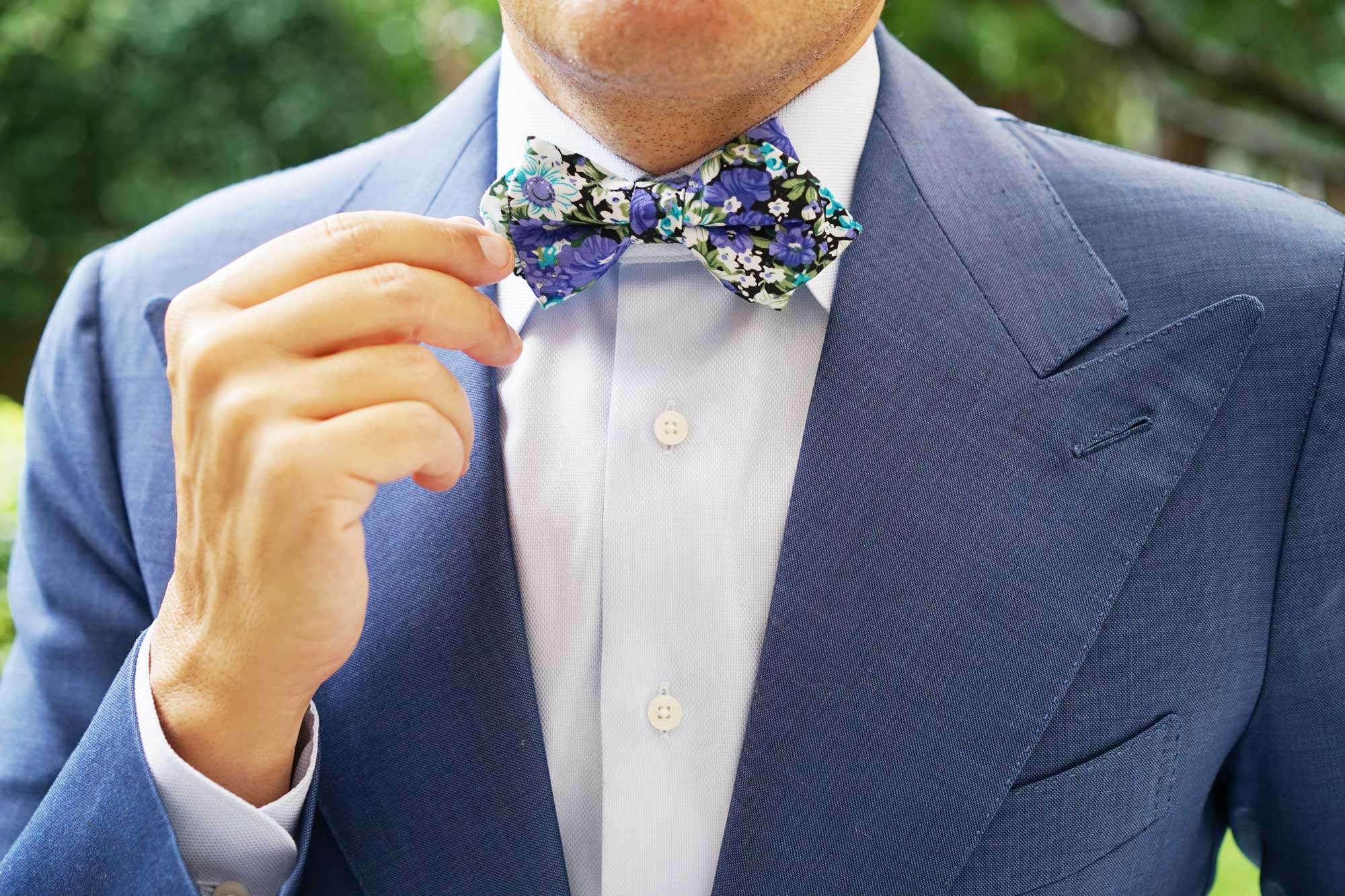 Pianosa Purple Floral Diamond Bow Tie - Image 8