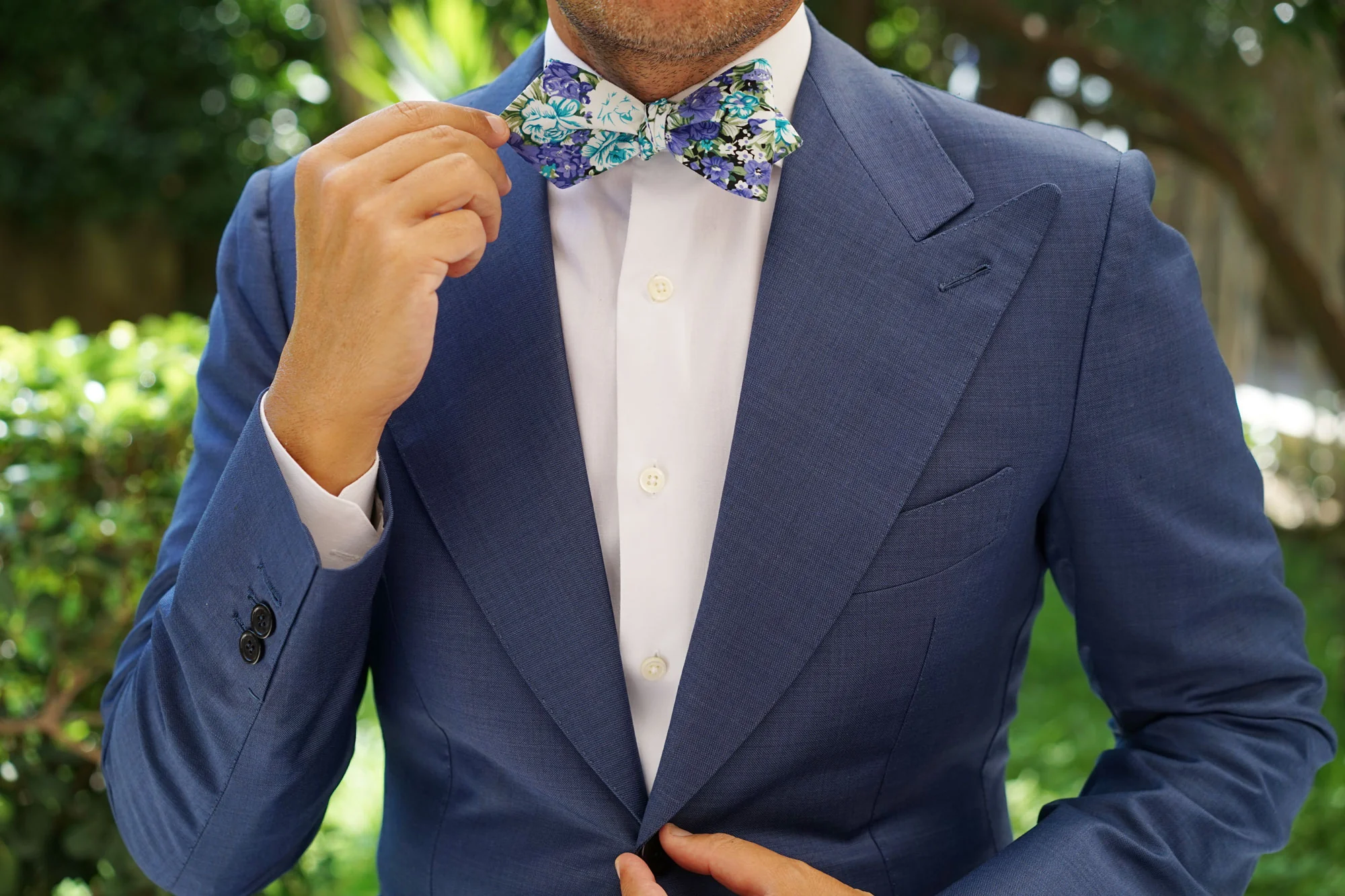 Pianosa Purple Floral Diamond Self Bow Tie - Image 6