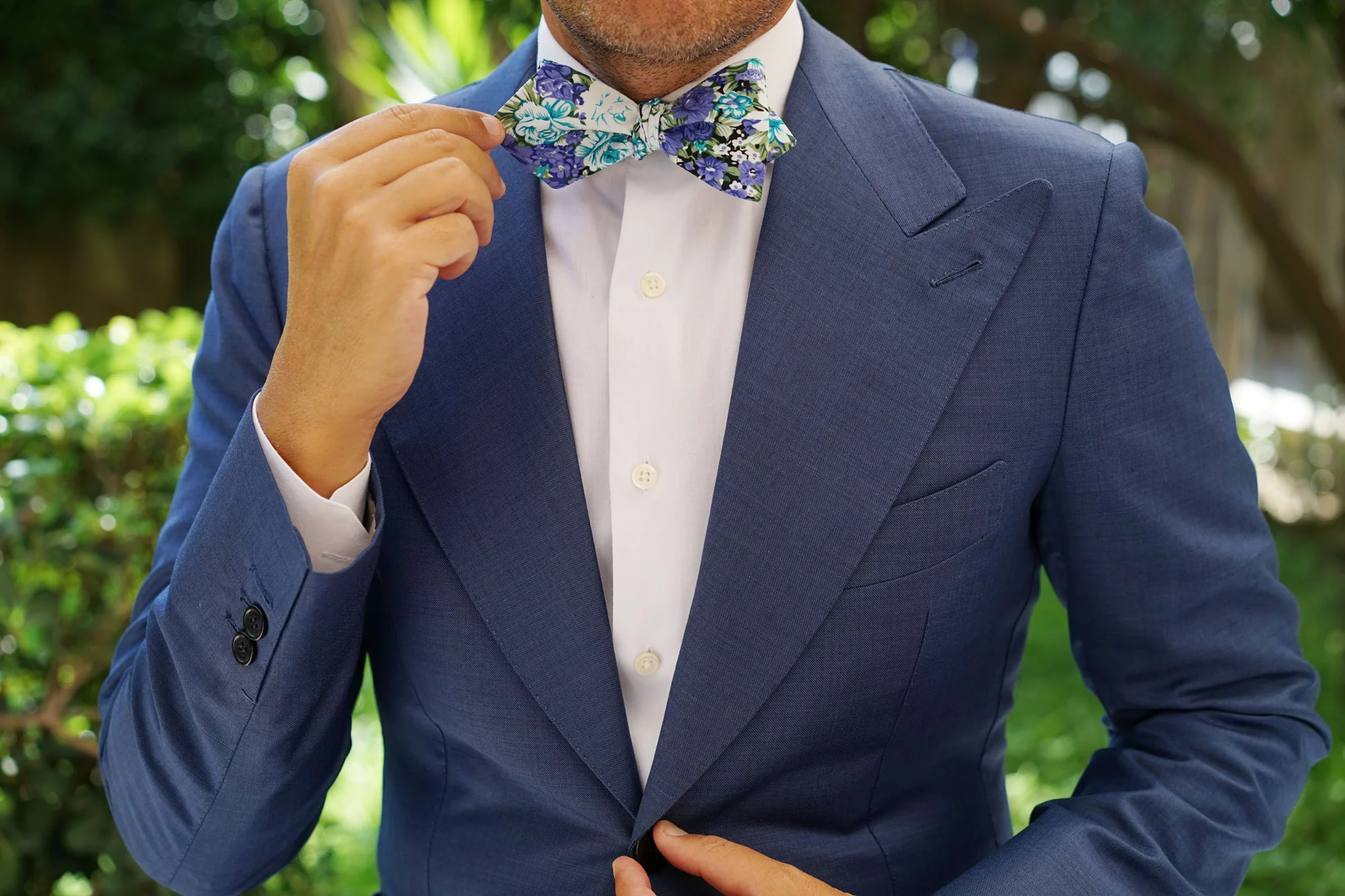 Pianosa Purple Floral Diamond Self Bow Tie - Image 7