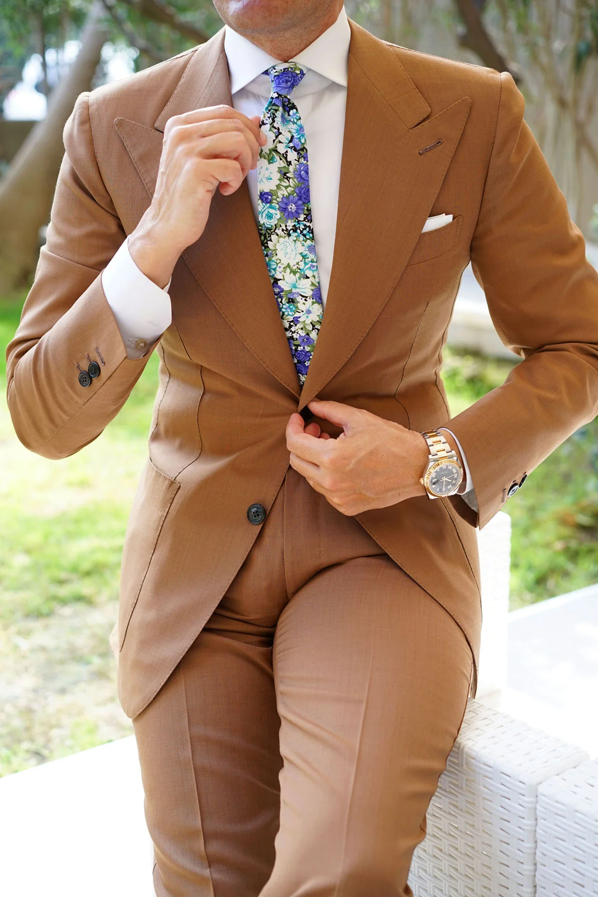 Pianosa Purple Floral Skinny Tie - Image 5