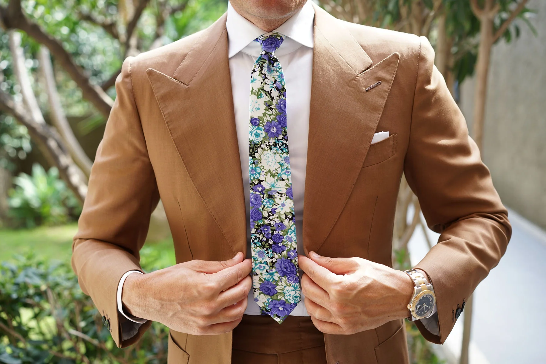 Pianosa Purple Floral Skinny Tie - Image 6