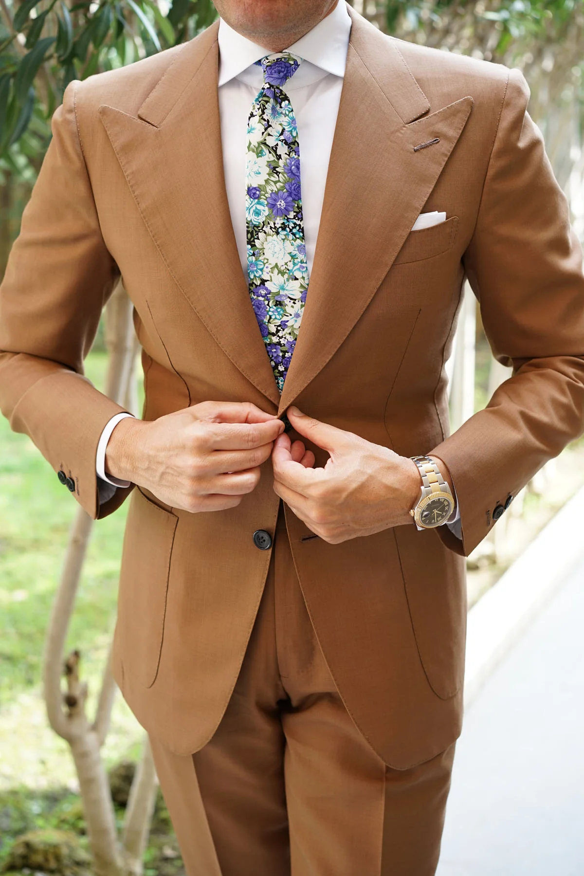 Pianosa Purple Floral Skinny Tie - Image 8