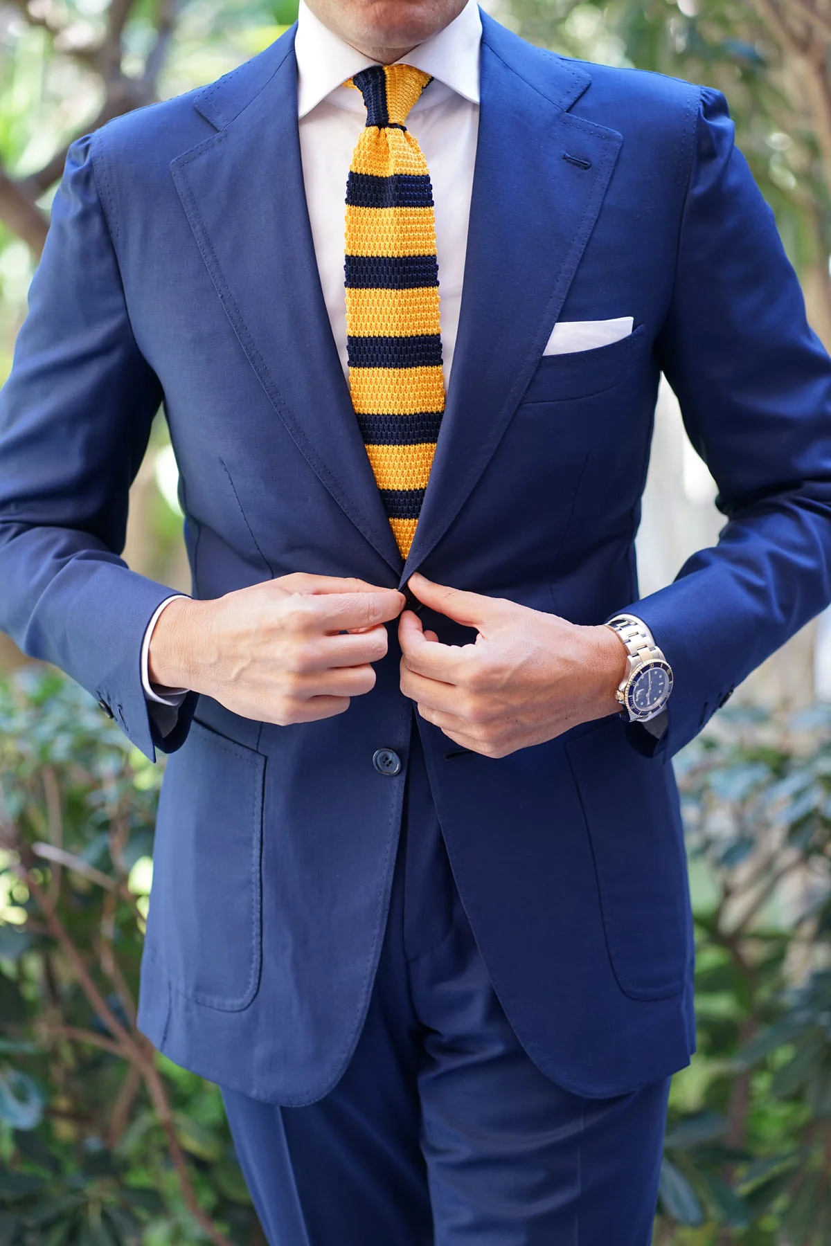 Pineapple Yellow Striped Knitted Tie - Image 4