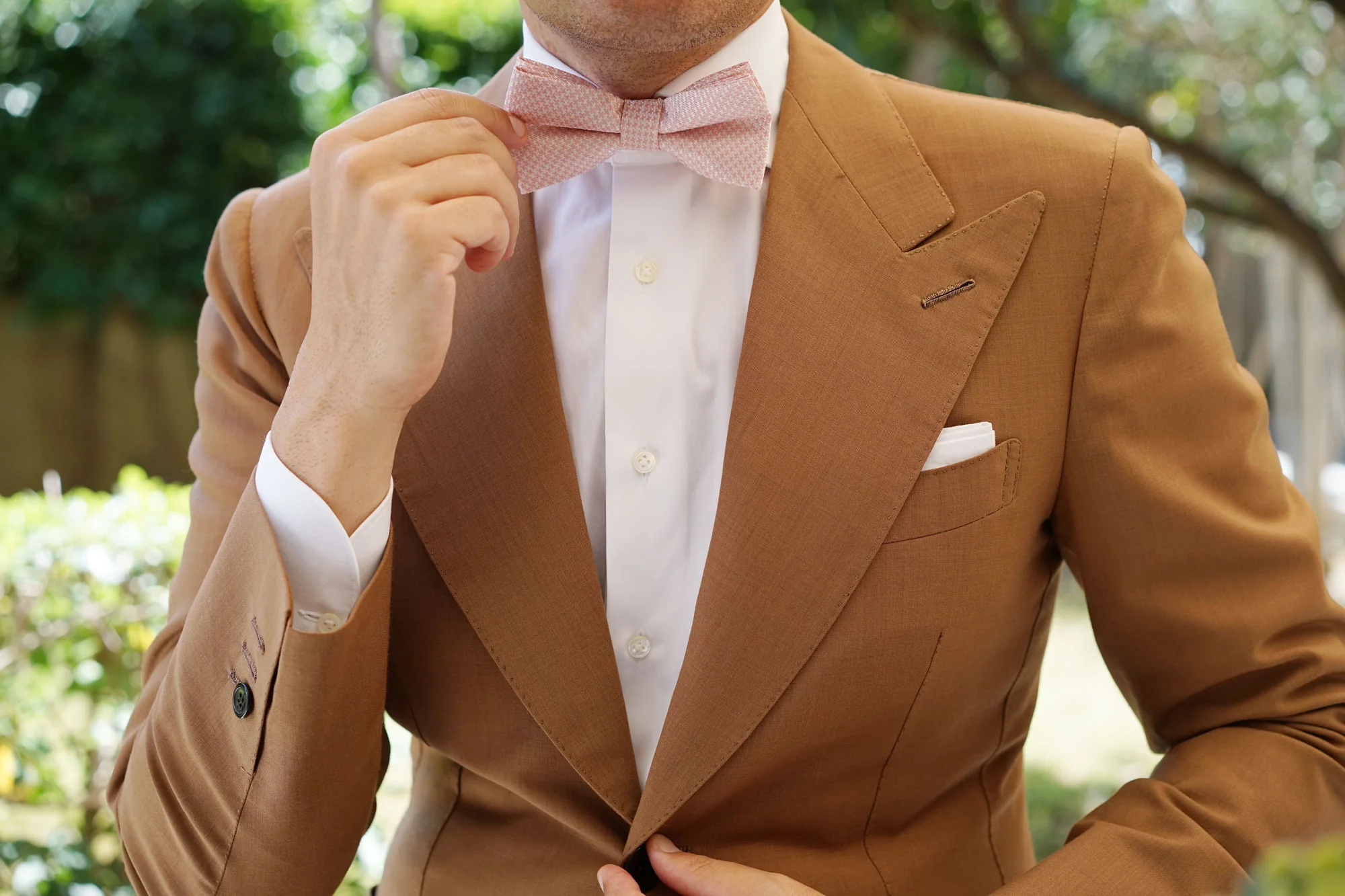 Pink Basket Weave Checkered Bow Tie - Image 5