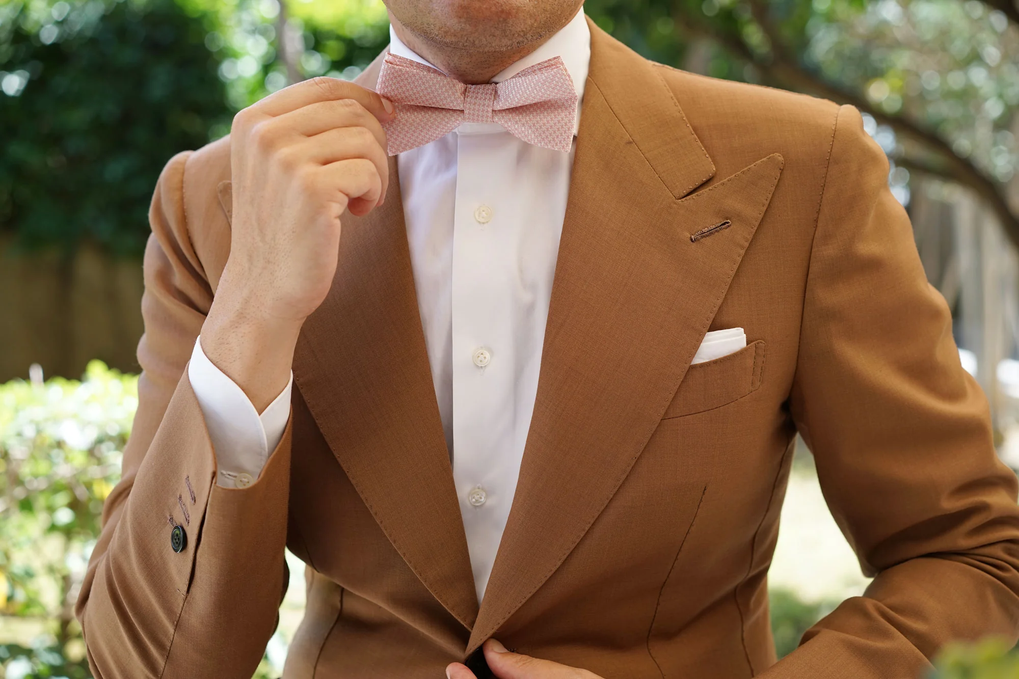 Pink Basket Weave Checkered Bow Tie - Image 6