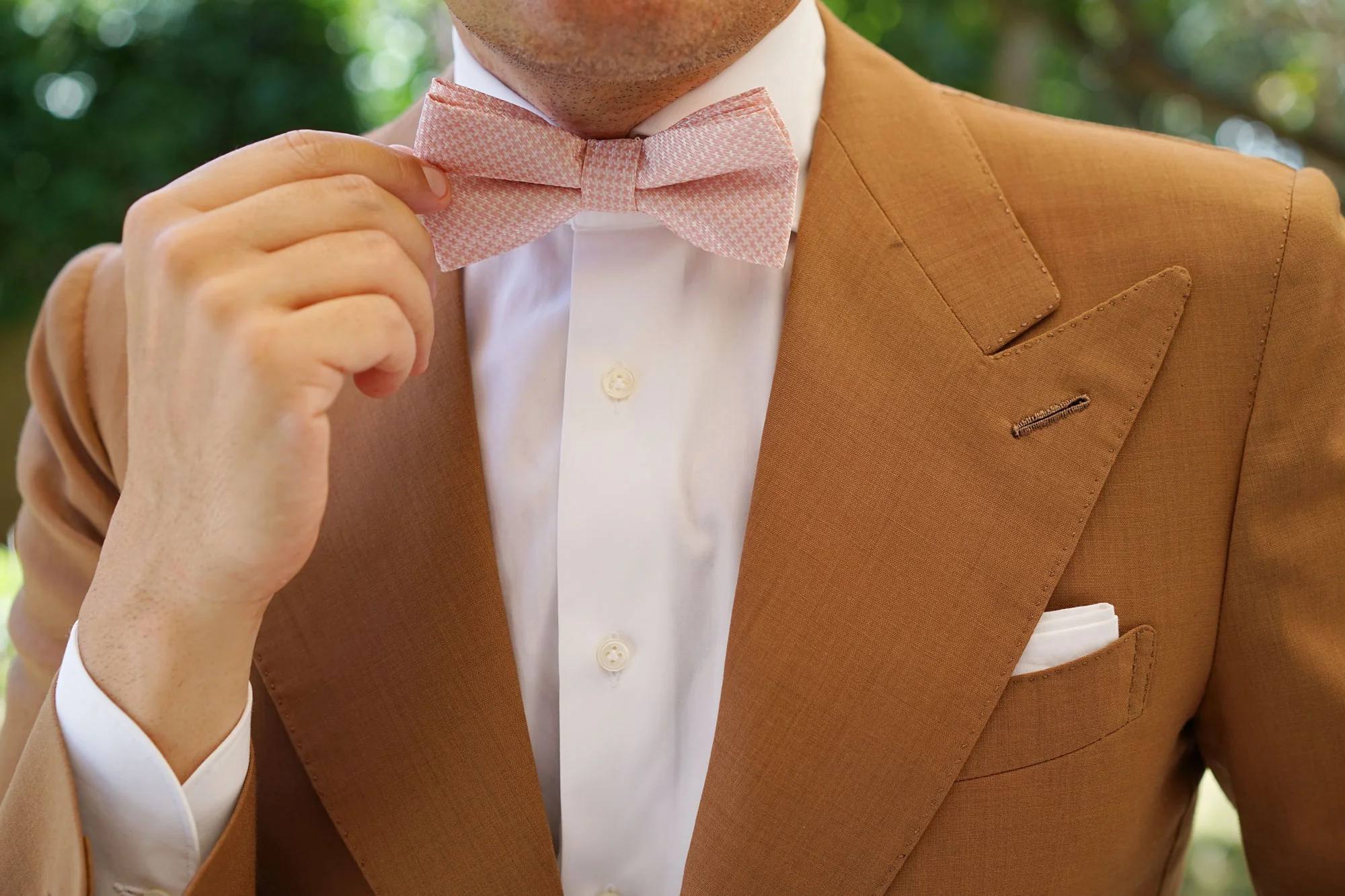 Pink Basket Weave Checkered Bow Tie - Image 7