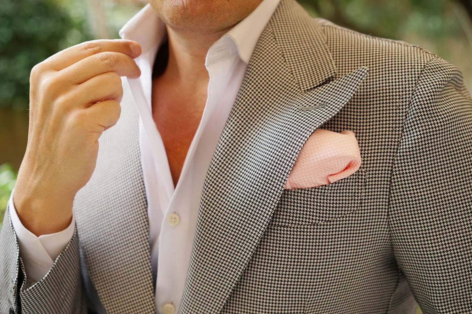 Pink Basket Weave Checkered Pocket Square - Image 6
