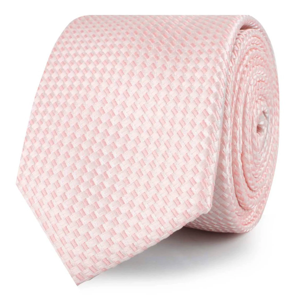 Pink Basket Weave Checkered Skinny Tie - Image 2