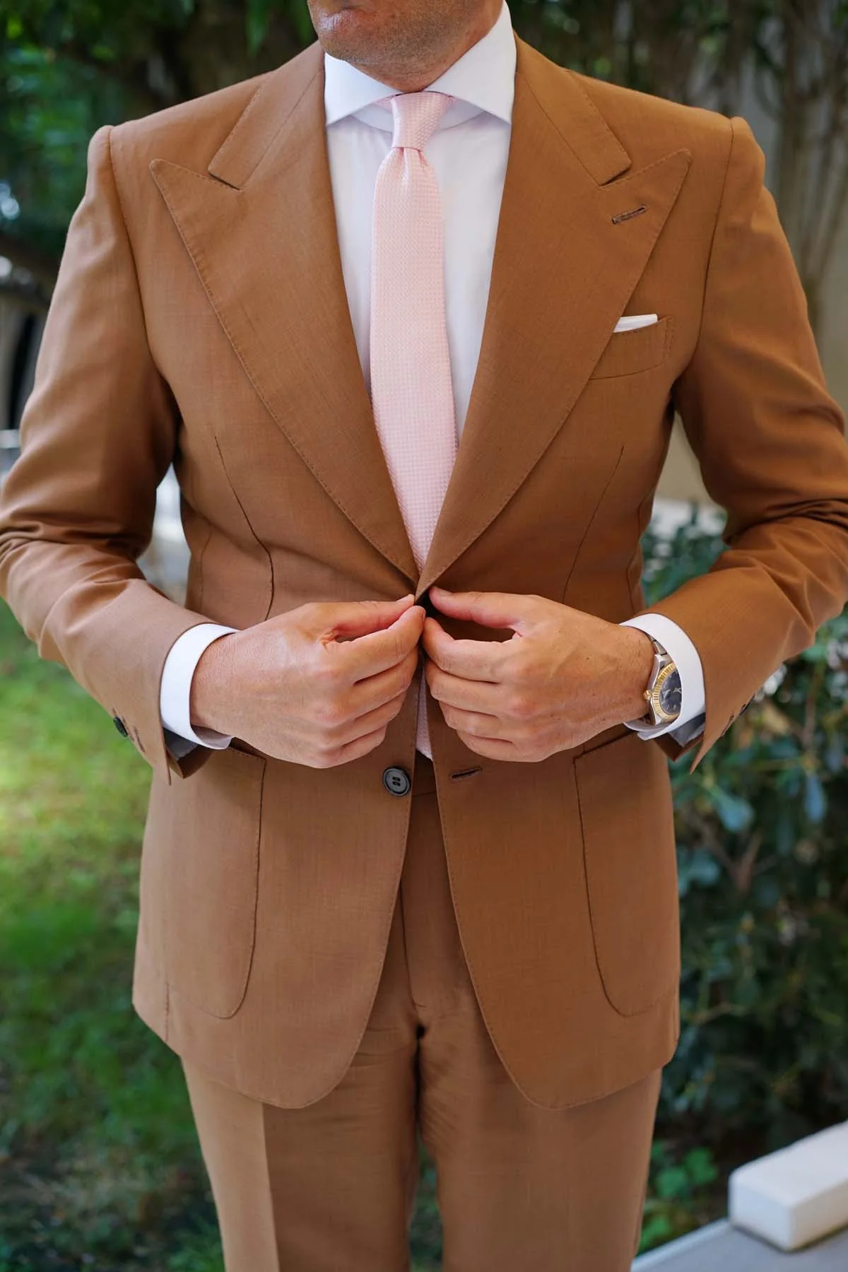 Pink Basket Weave Checkered Skinny Tie - Image 5