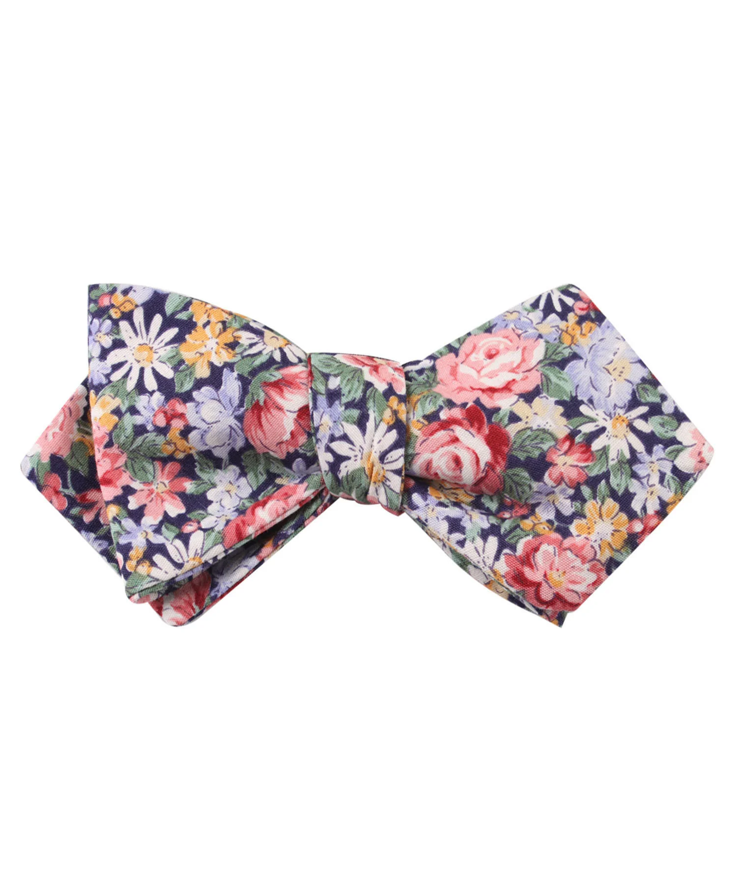 Pink Chrysanthemum Floral Diamond Self Bow Tie - Image 2