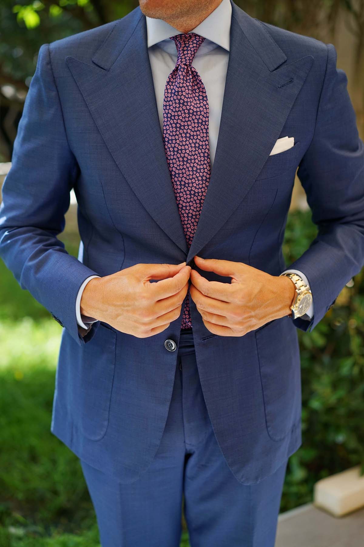 Pink Plum Blossom Floral Necktie - Image 6