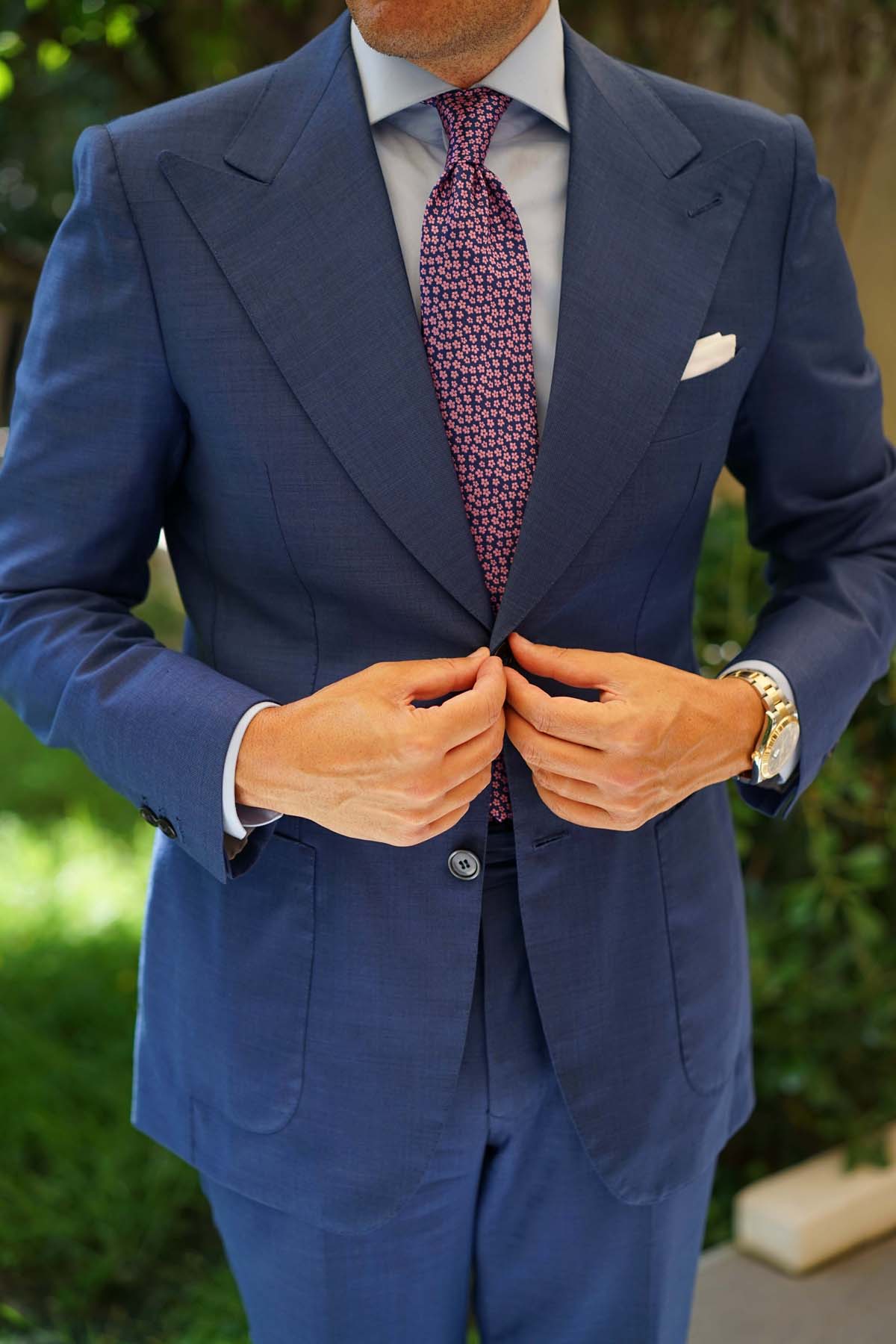 Pink Plum Blossom Floral Necktie - Image 8