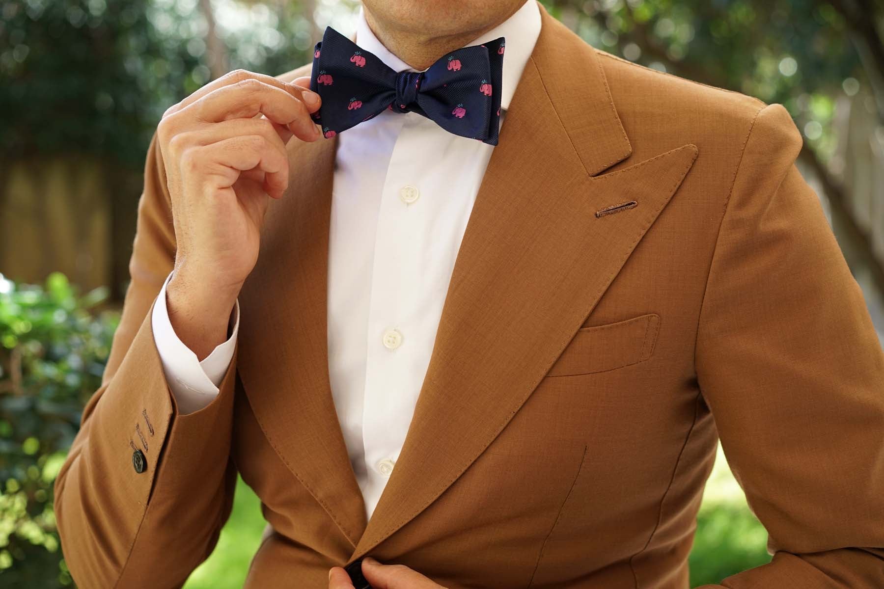 Pink Water Elephant Self Bow Tie - Image 6